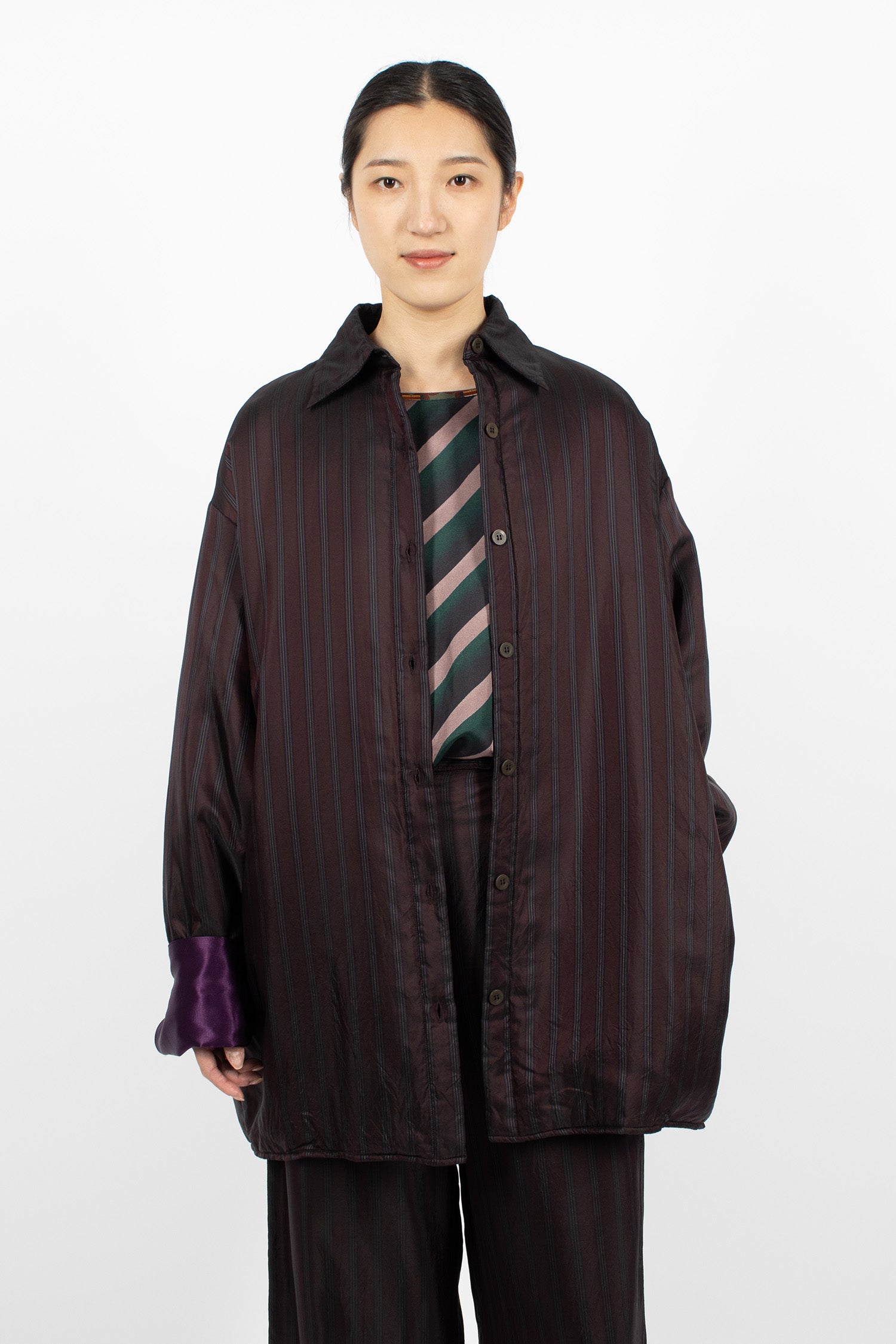 Oversized Padded Shirt Burgundy