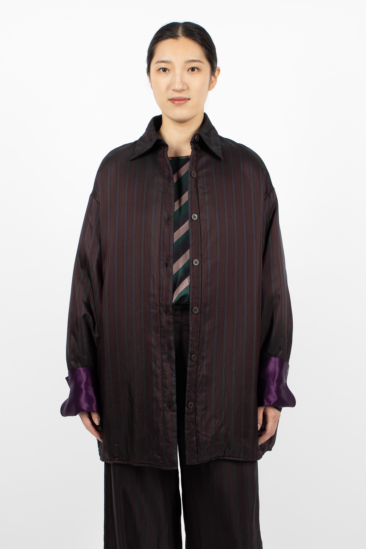 Oversized Padded Shirt Burgundy