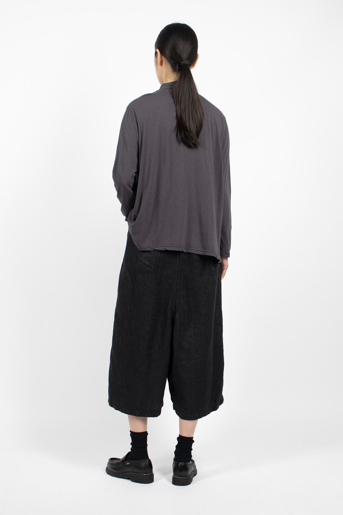 Wide Linen Culottes Black
