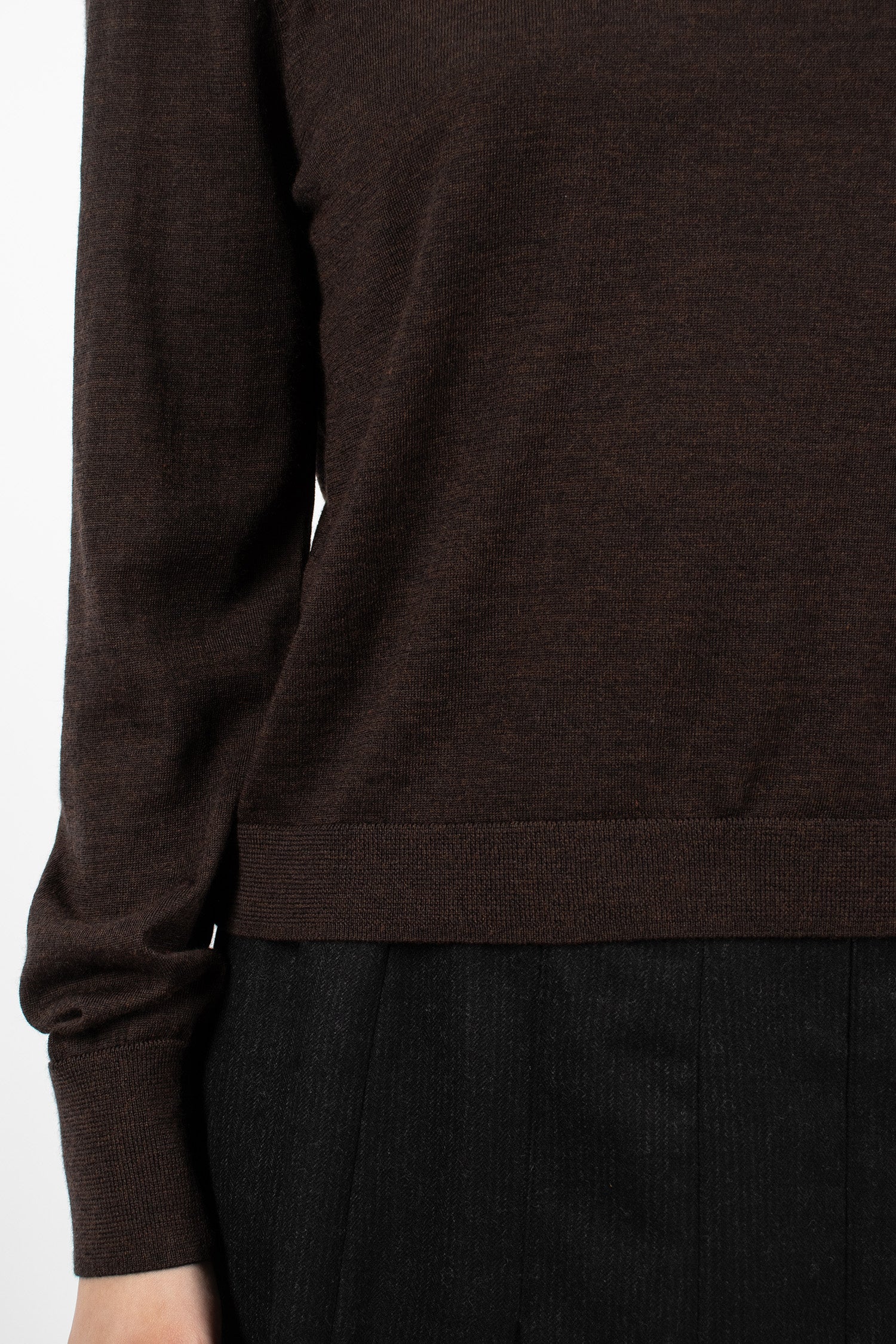 Fine Gauge Roll Neck Top Dark Brown