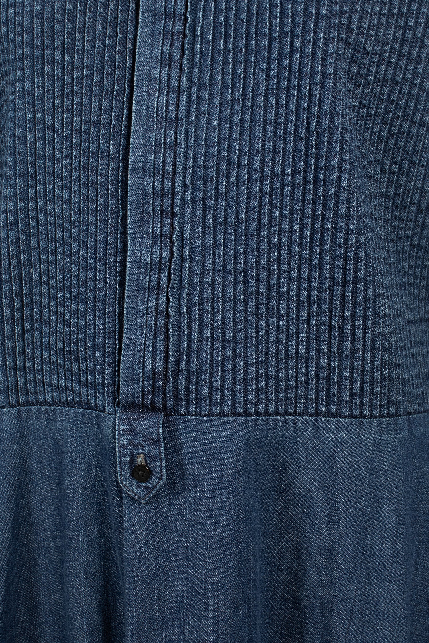 Pintuck Denim Shirt Dress Indigo