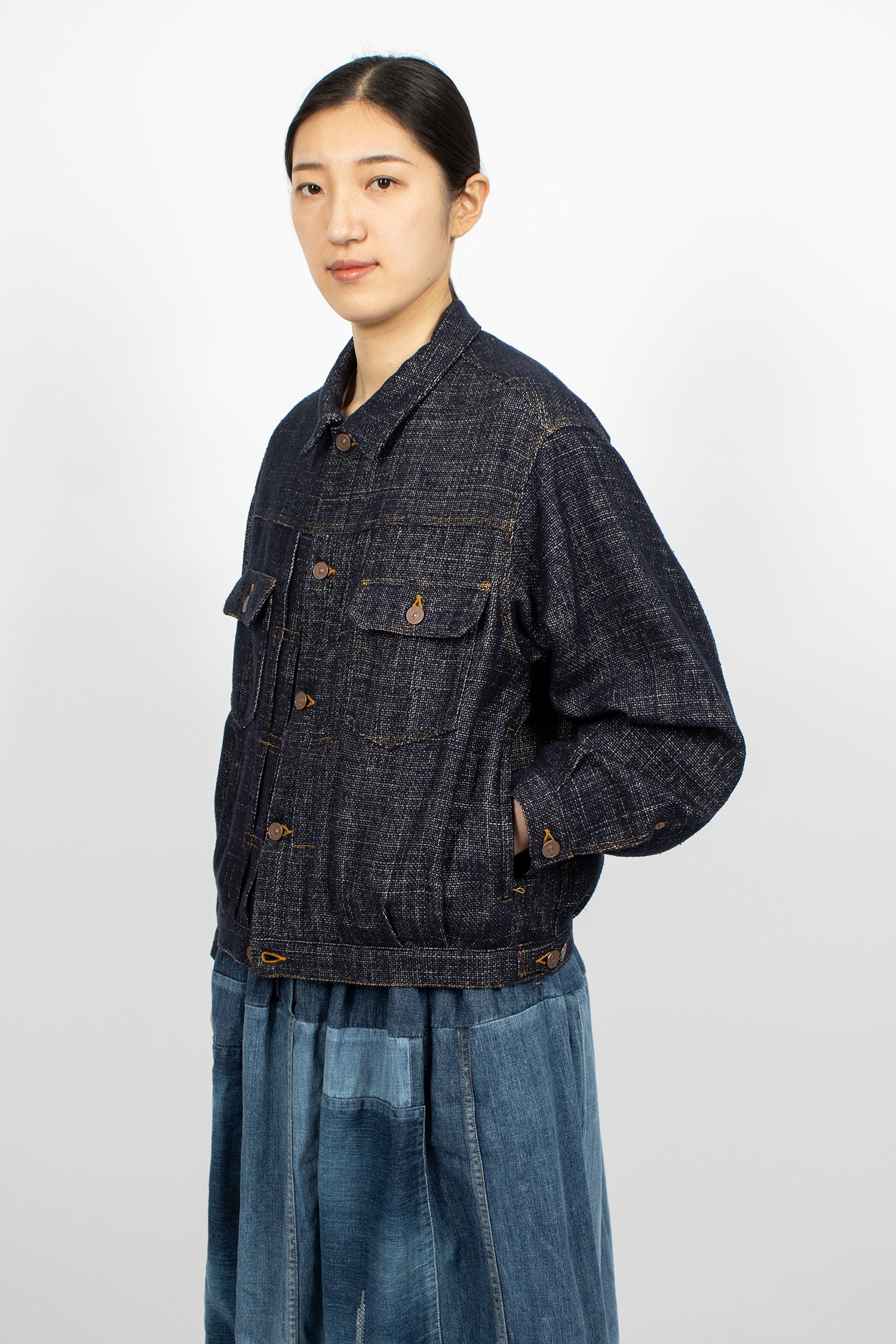 101X Woven Denim Silk Jacket Navy