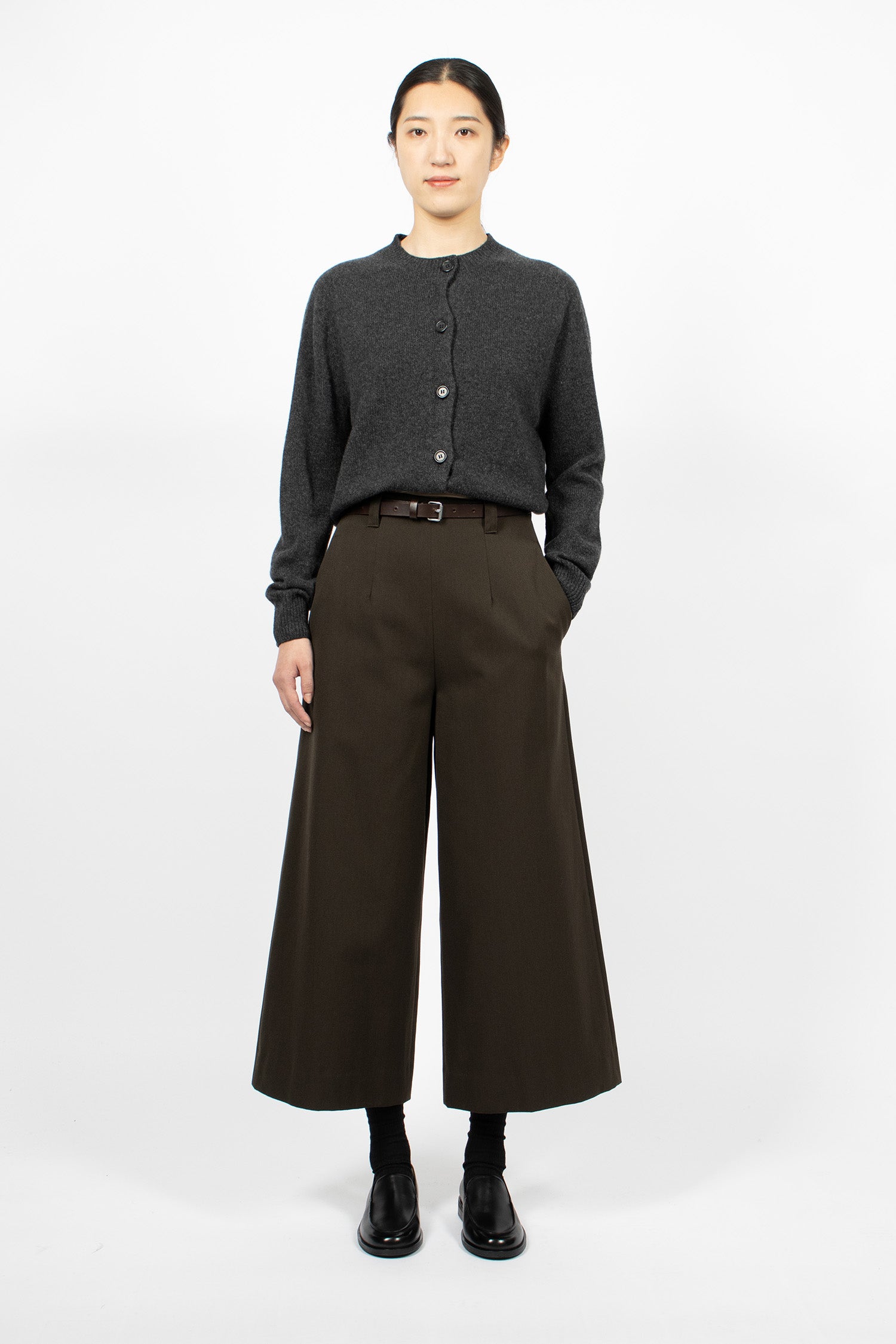 Flat Front Culottes Dark Olive