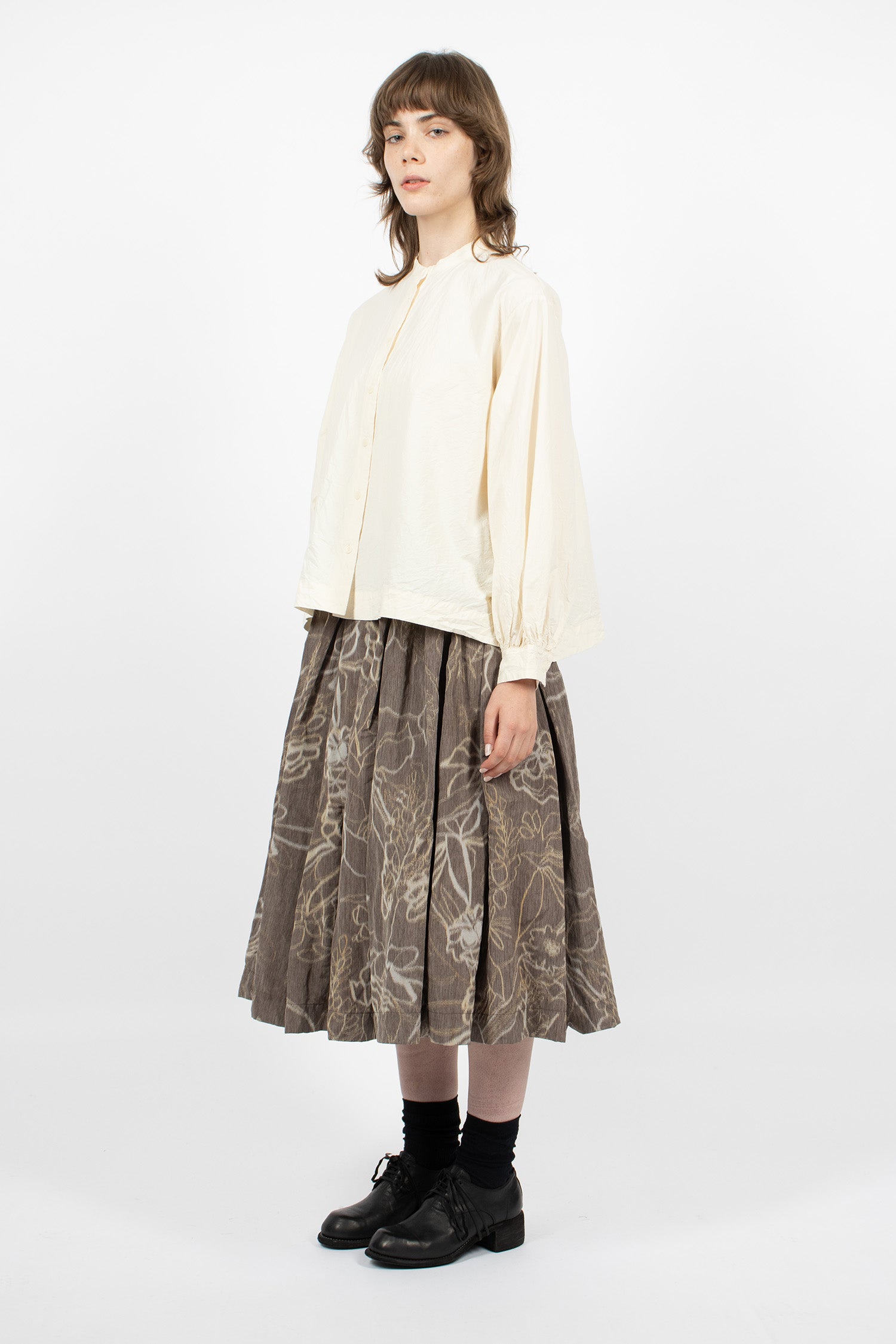 Double Rideaux Skirt Ikat Dark Brown