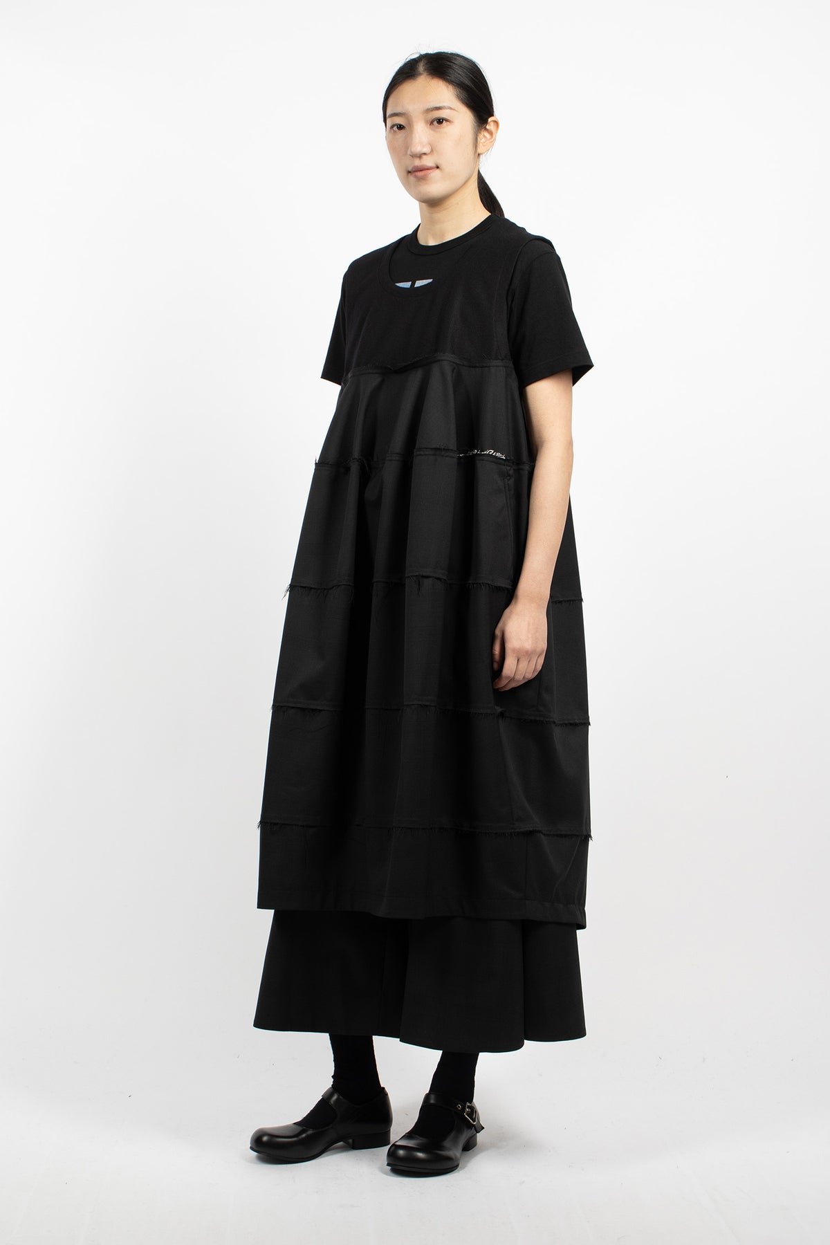 J-Skirt Frayed Hem Dress Black