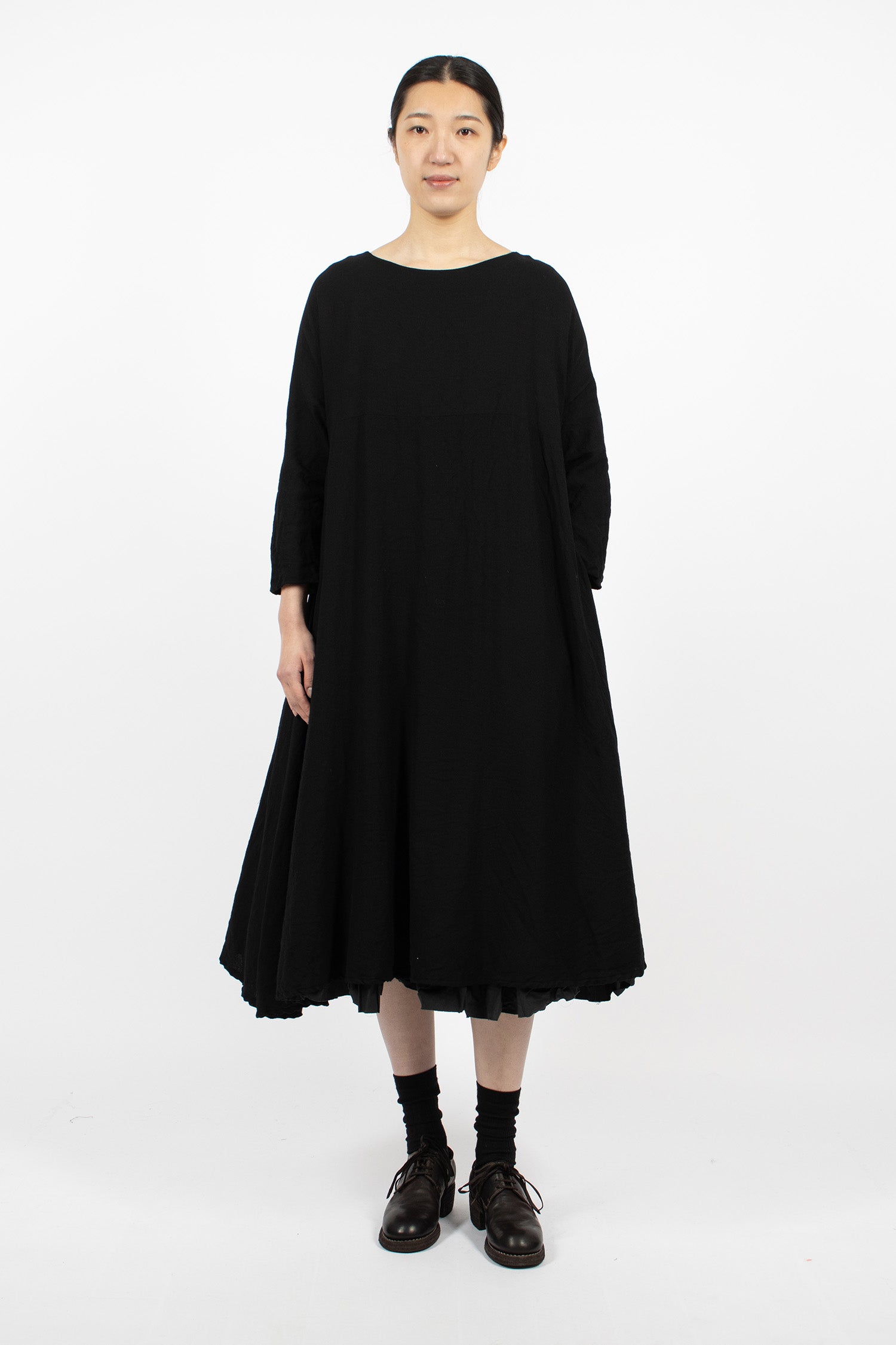 Birch Frill Wool Dress Black