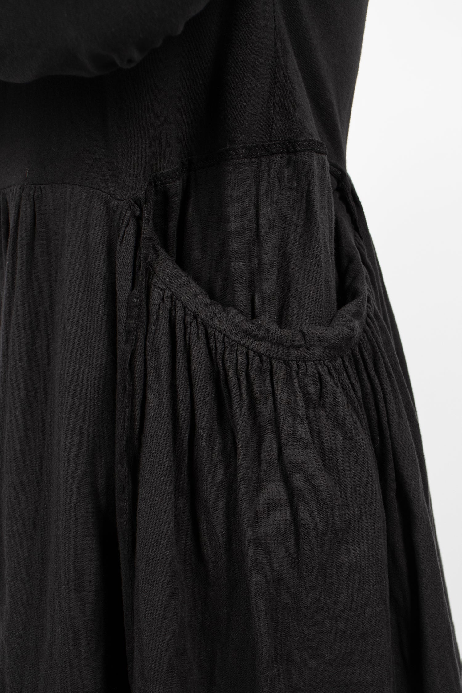 Jersey x Double Gauze Butter Dress Black