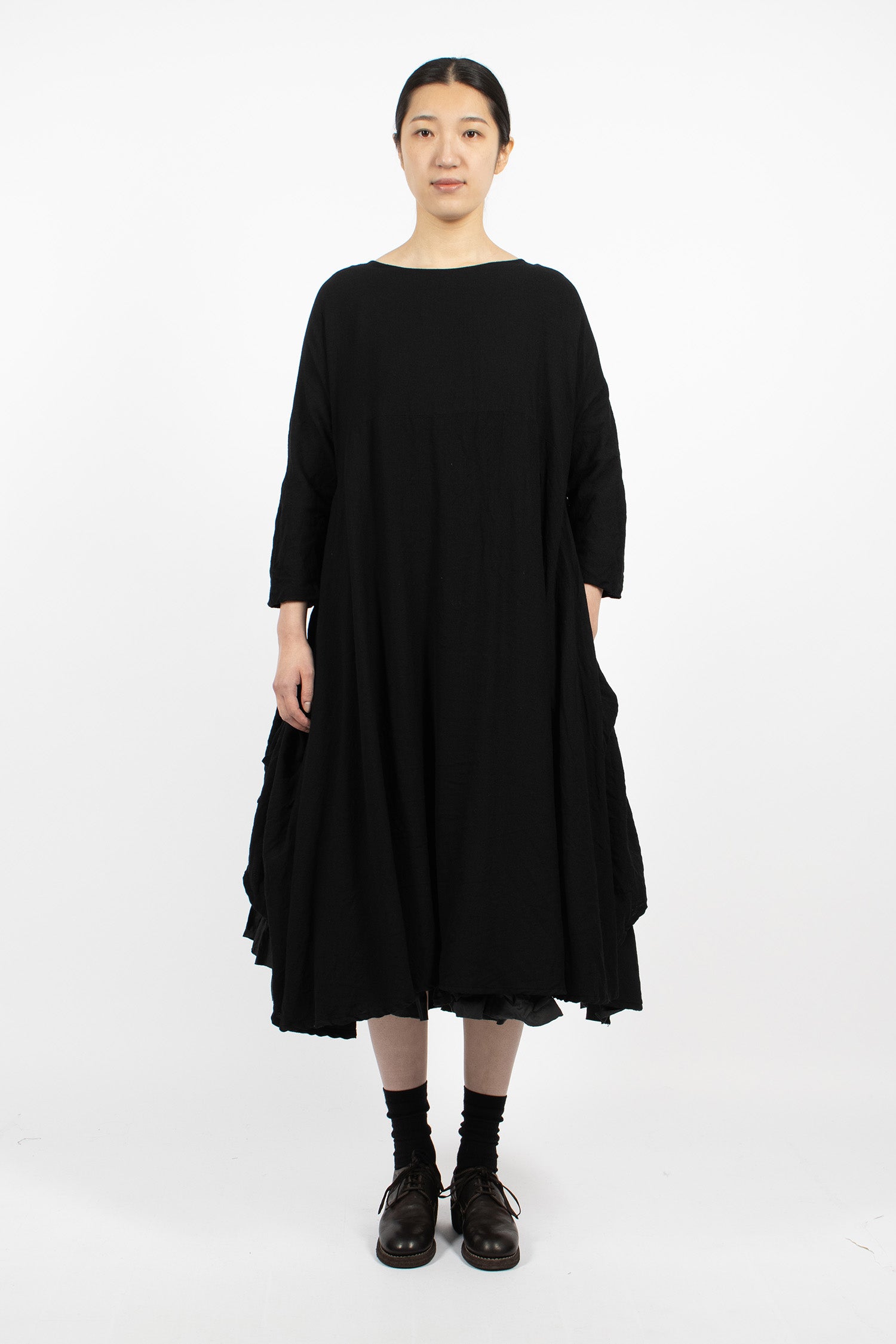 Birch Frill Wool Dress Black