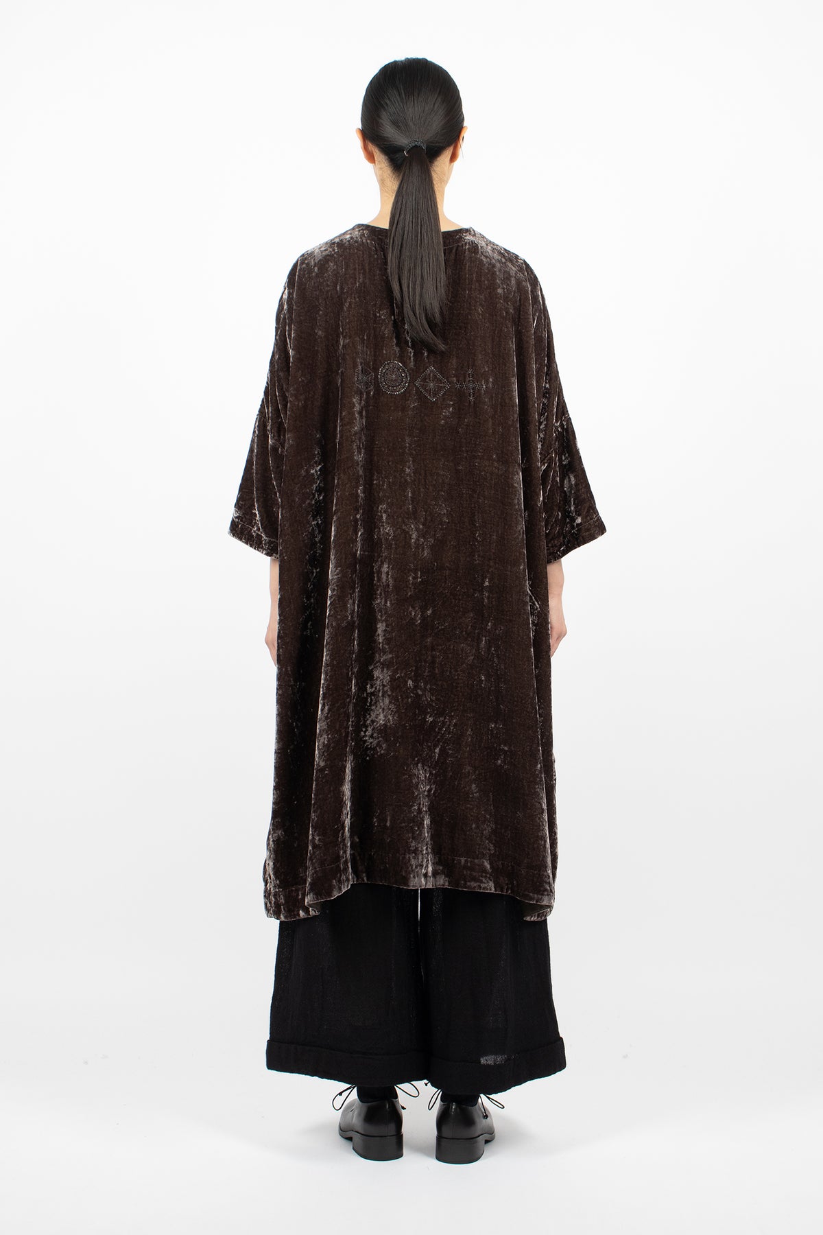 Root Blocks Beaded Dress Smoky Quartz Velvet