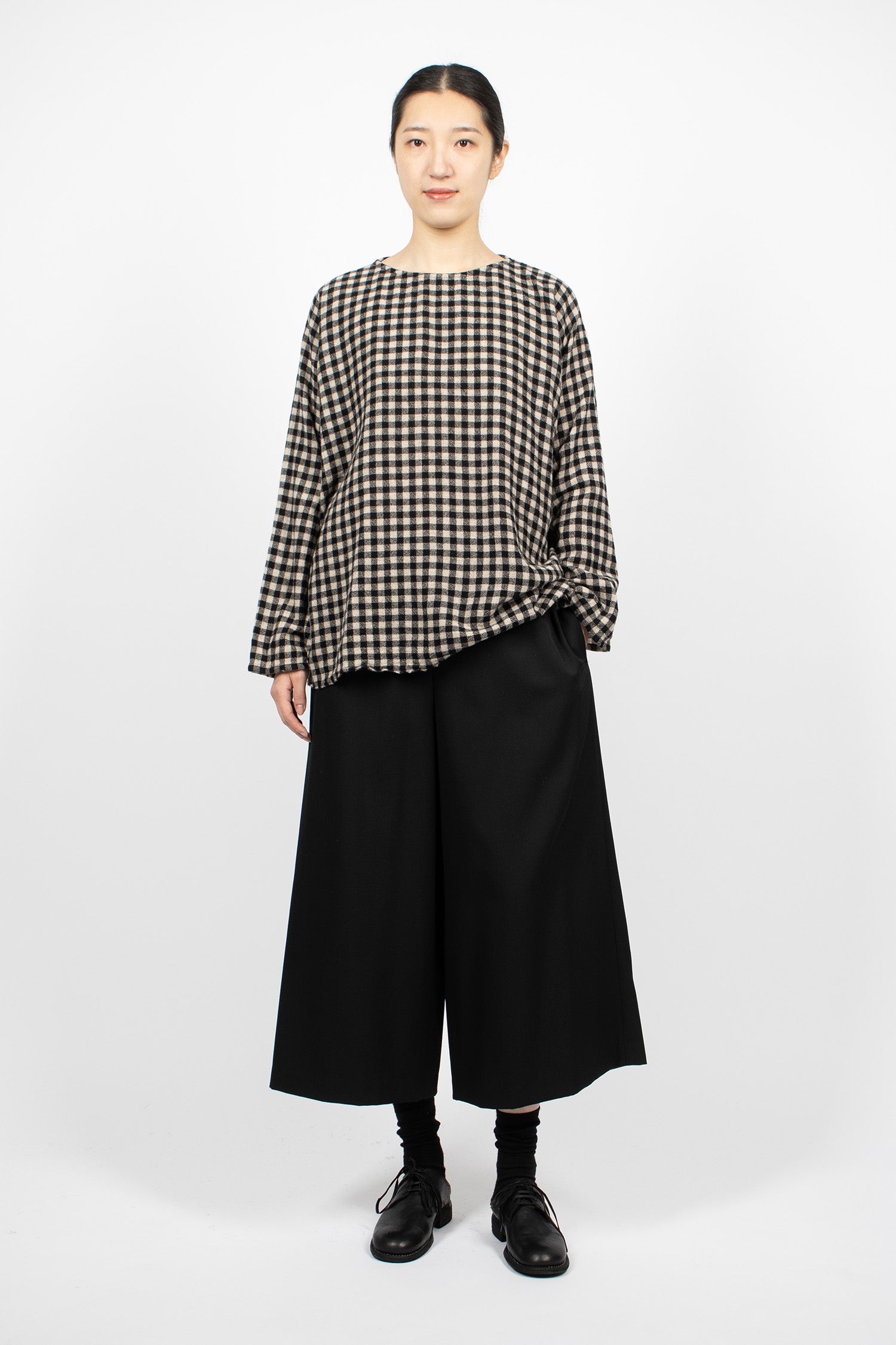 Washed Wool Shirt Natural/Black Check