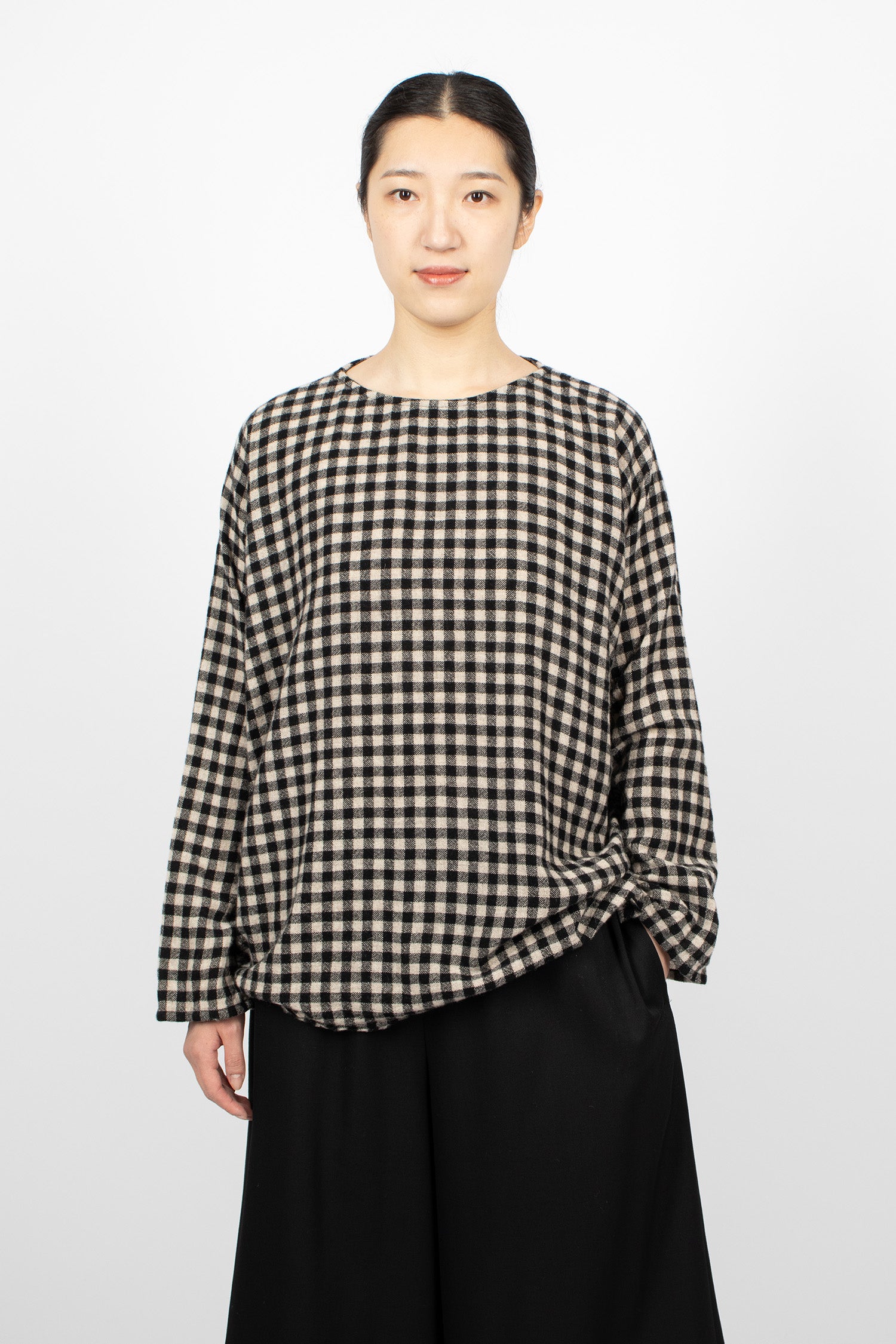 Washed Wool Shirt Natural/Black Check