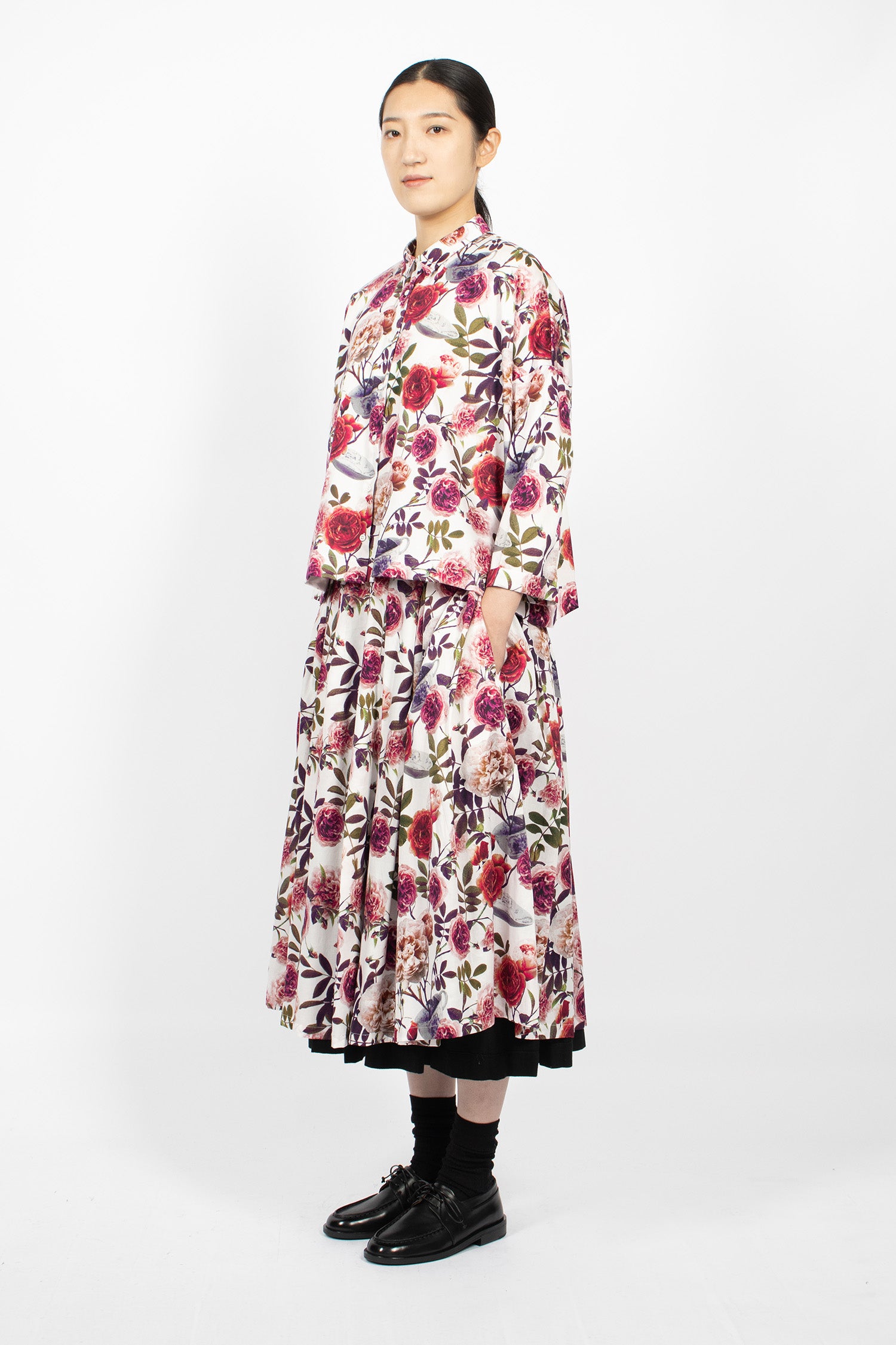 Solange Reversible Skirt Roses/White