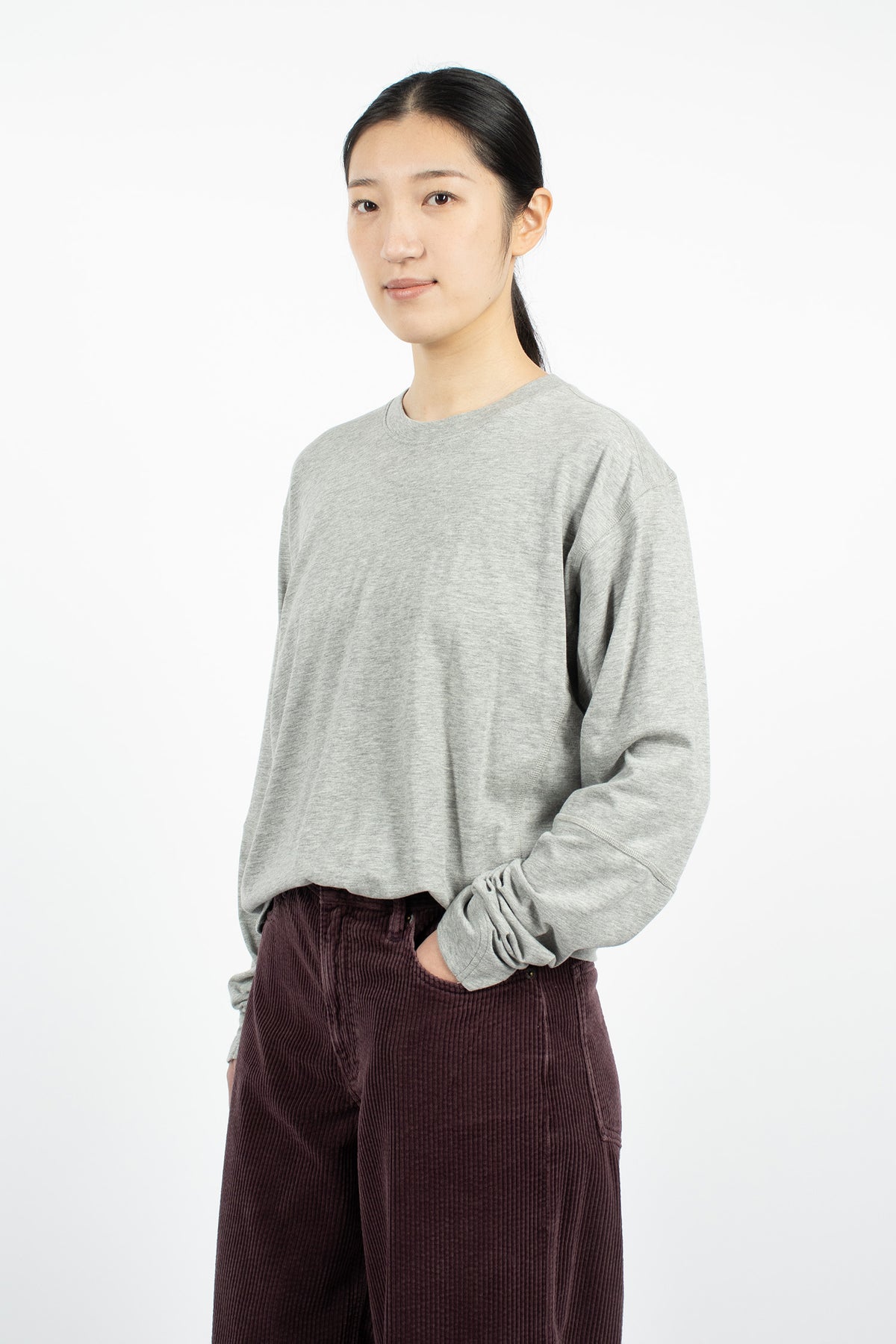 Coverstitch L/S Tee Heather Grey