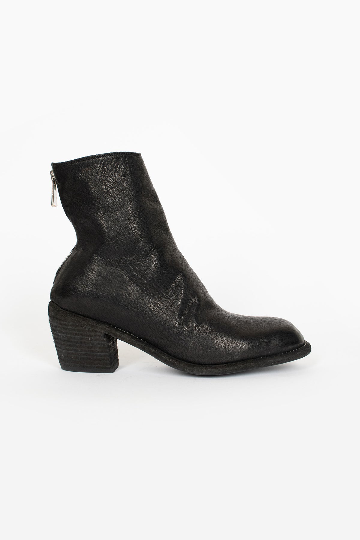 SB06D Full Grain Cuban Heel Back Zip Boot BLKT