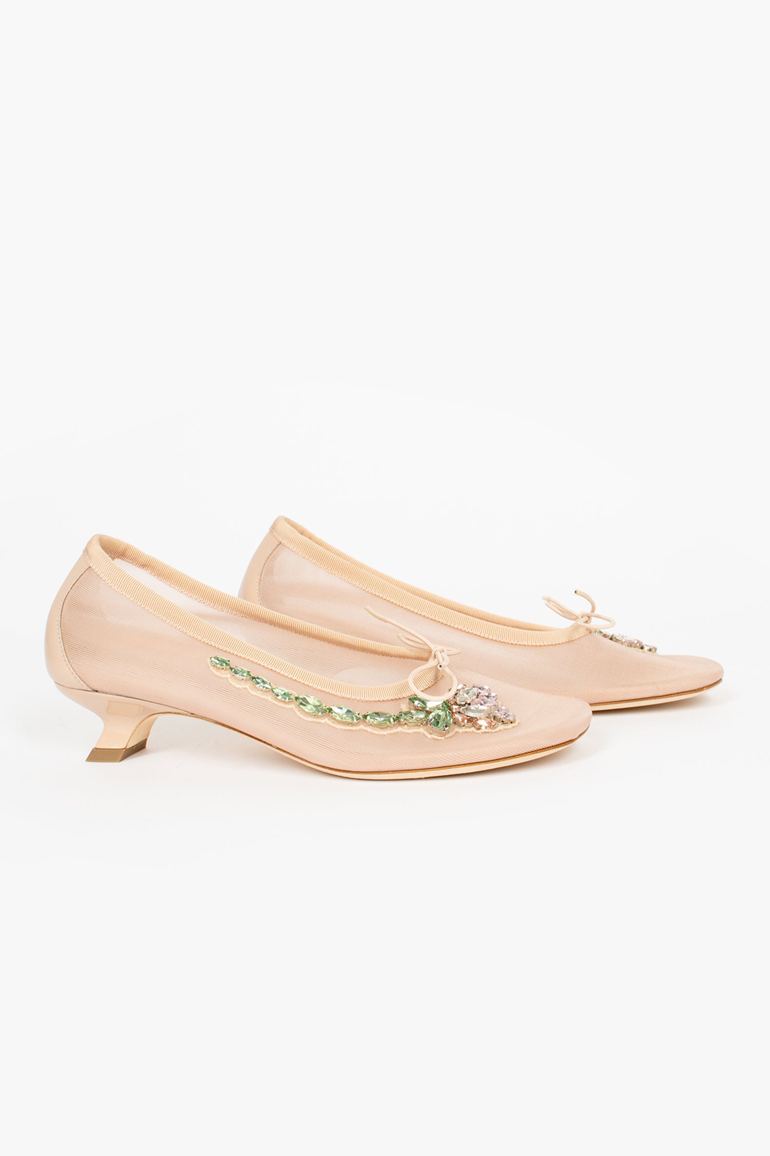 Mesh Embroidery Ballerina Heel Nude/Pink