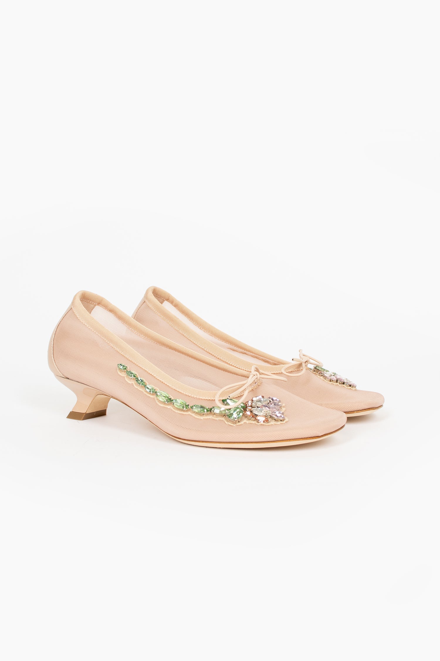Mesh Embroidery Ballerina Heel Nude/Pink