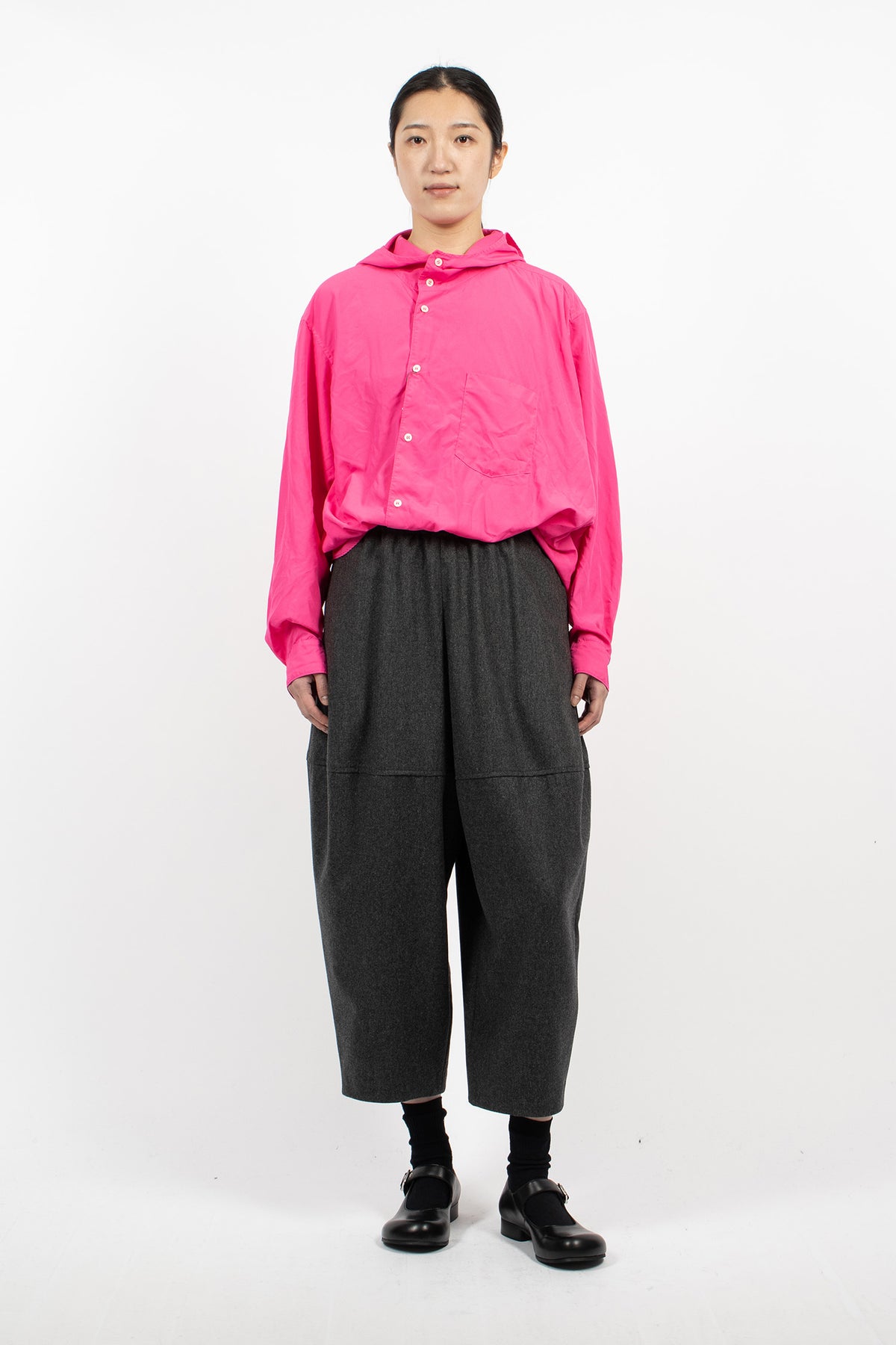 Asymmetrical Hooded Blouse Pink