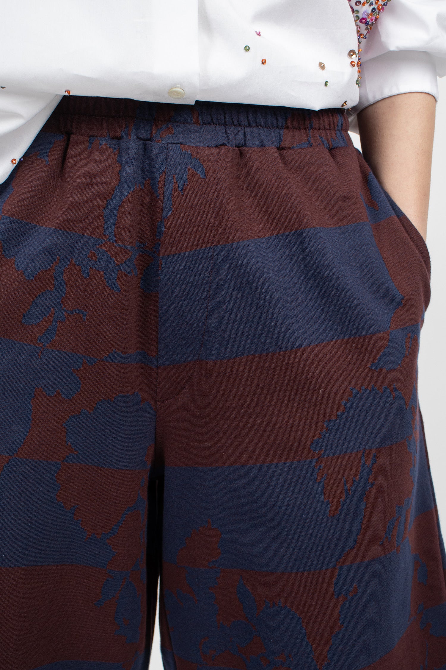 Wide Leg Sweat Shorts Burgundy