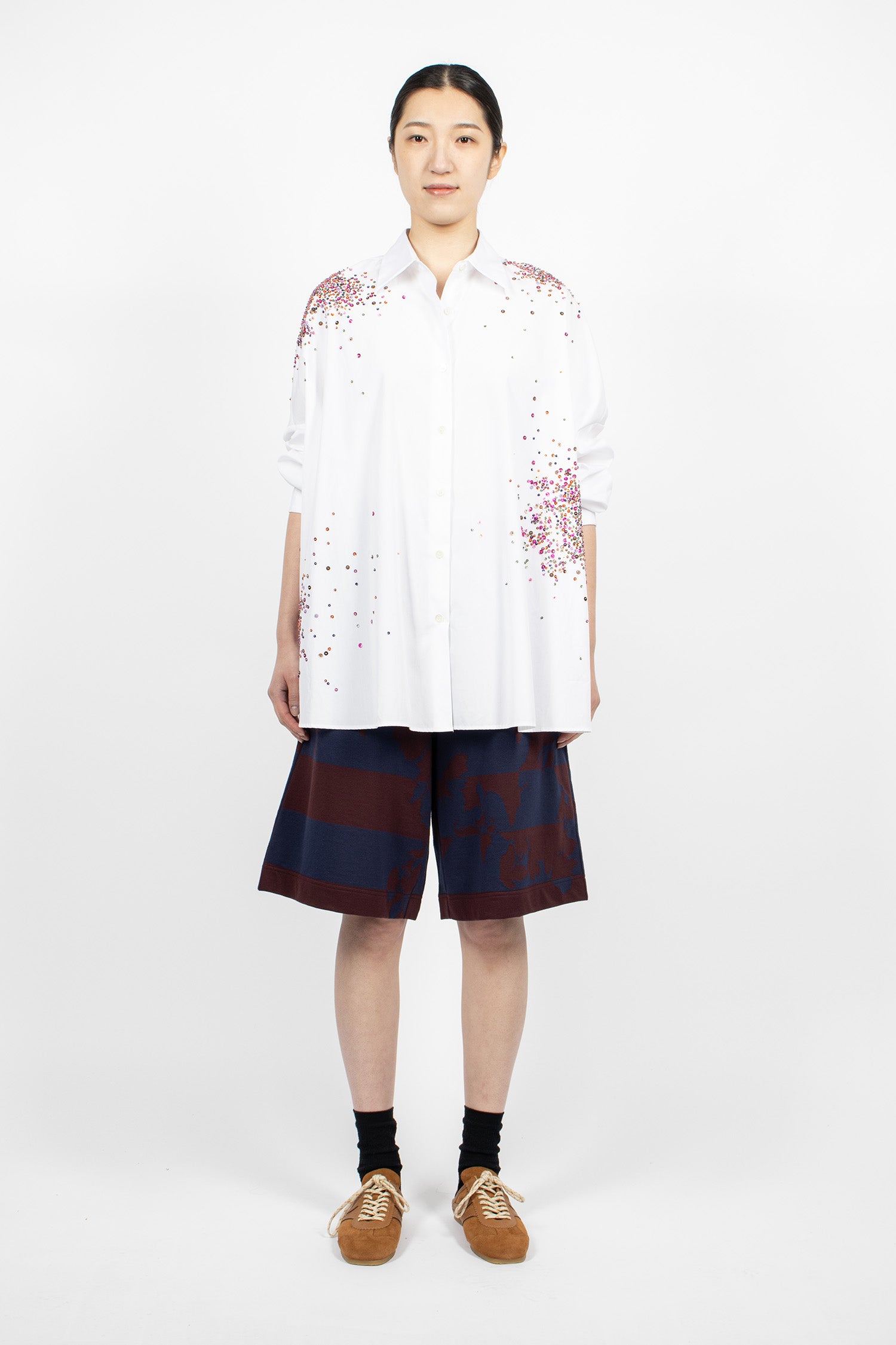 Wide Leg Sweat Shorts Burgundy