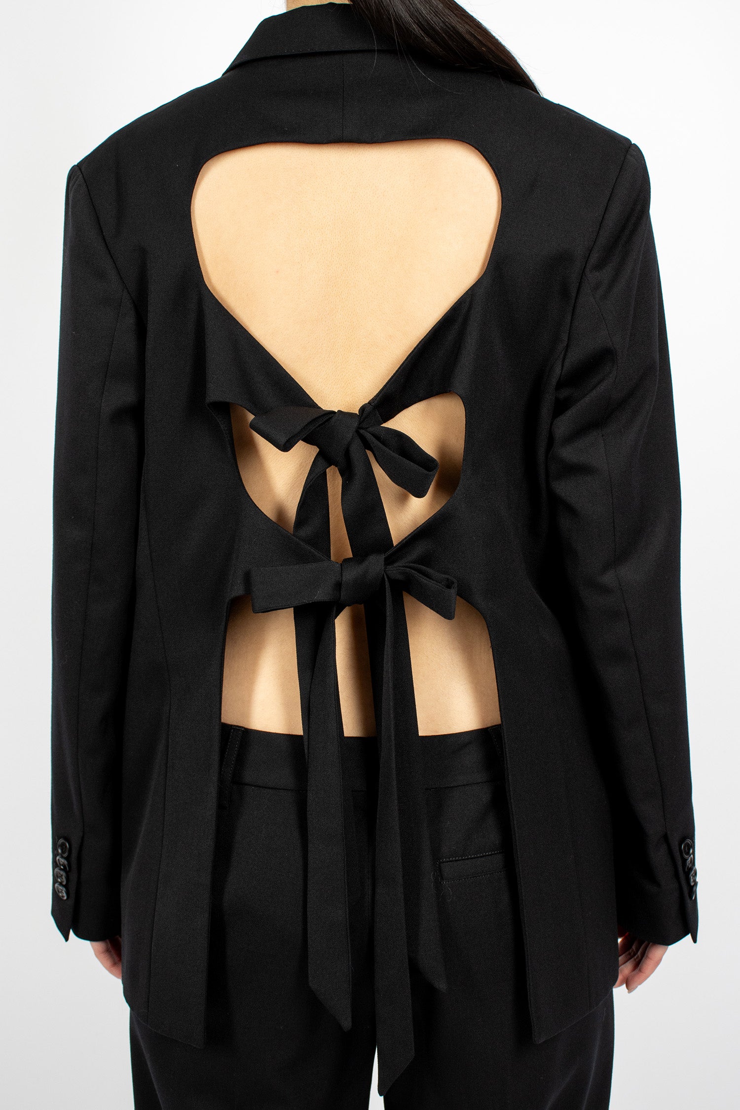 Cut-Out Bow Detail Jacket Black