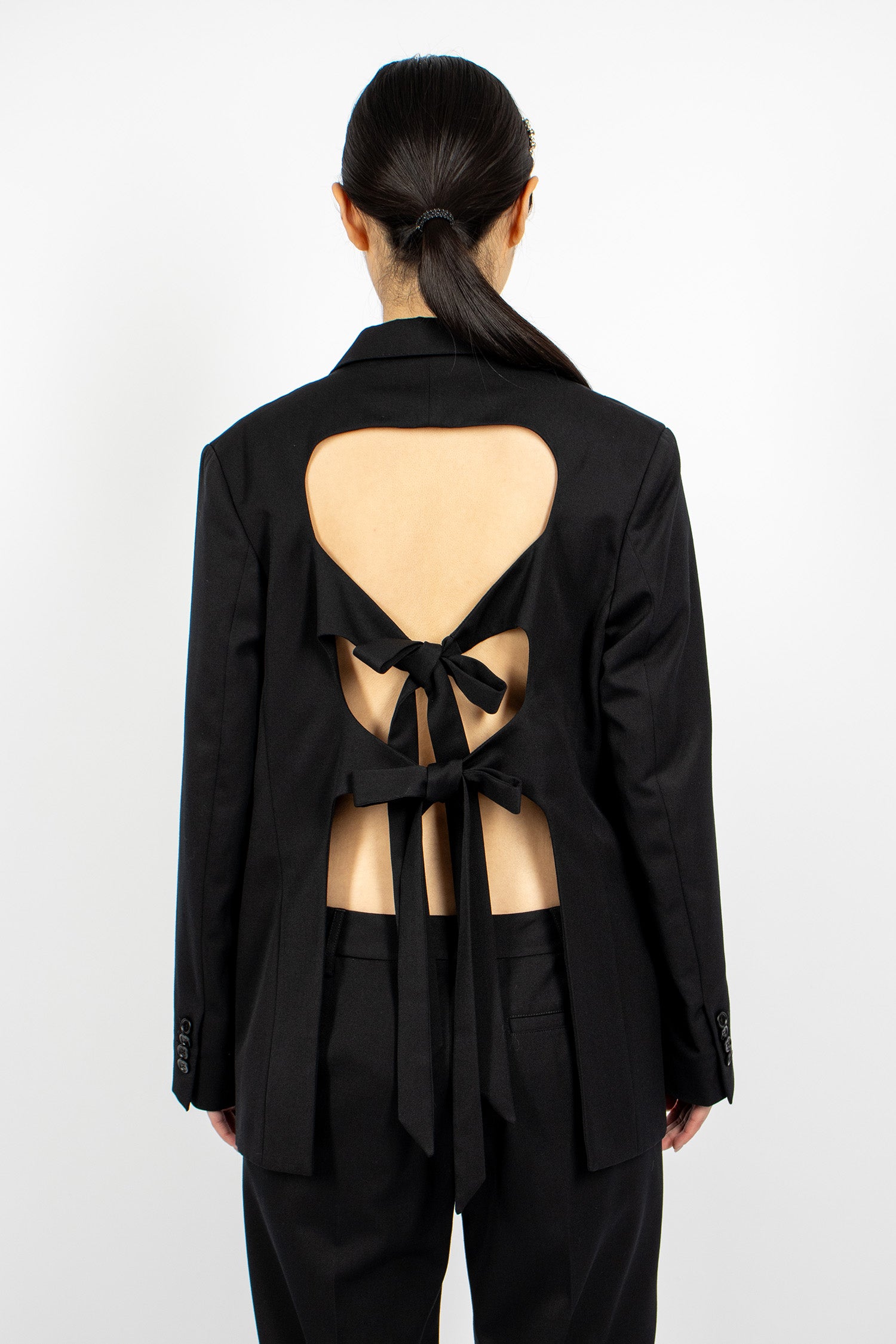 Cut-Out Bow Detail Jacket Black