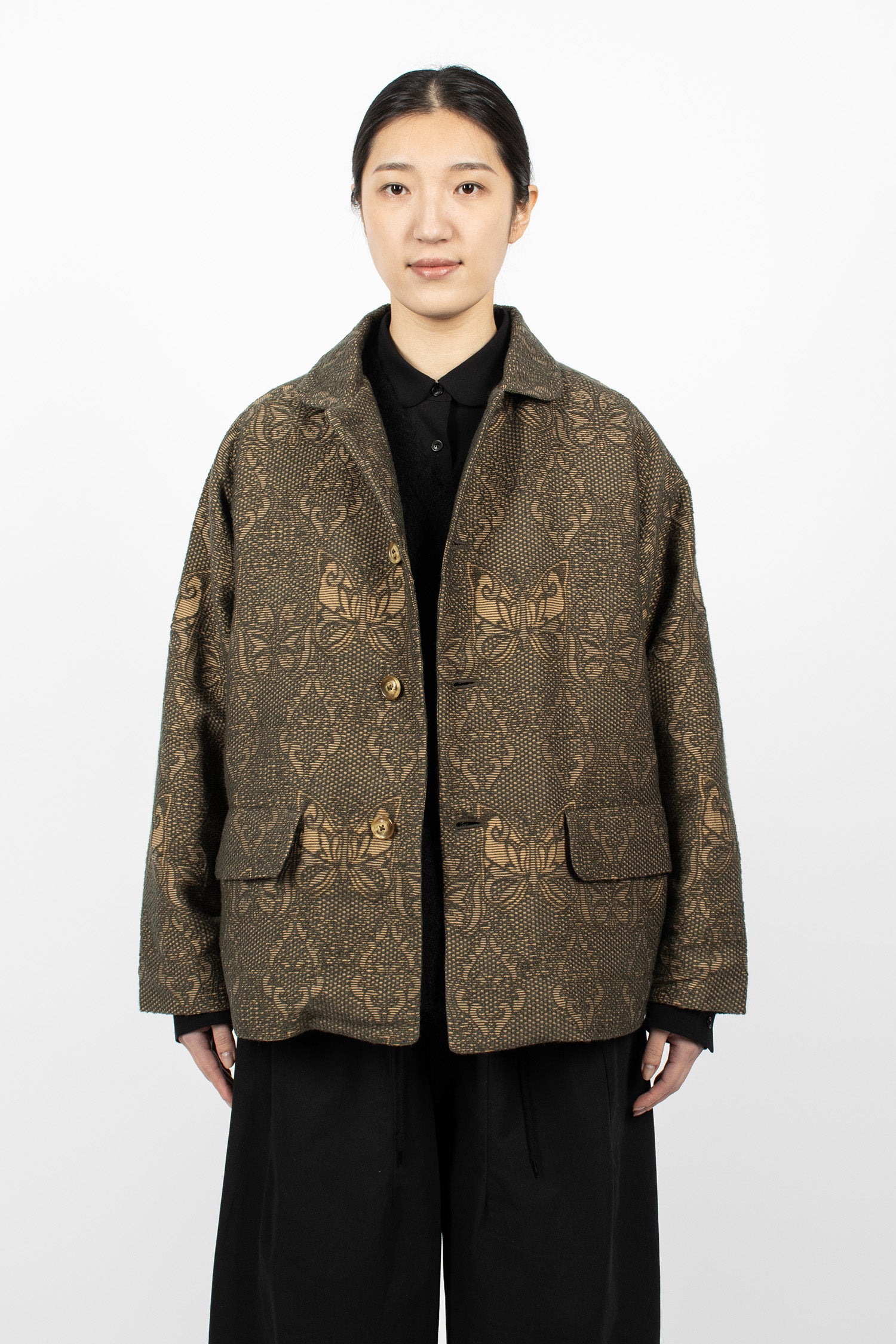 Stand Collar Jacket Papillon Jacquard