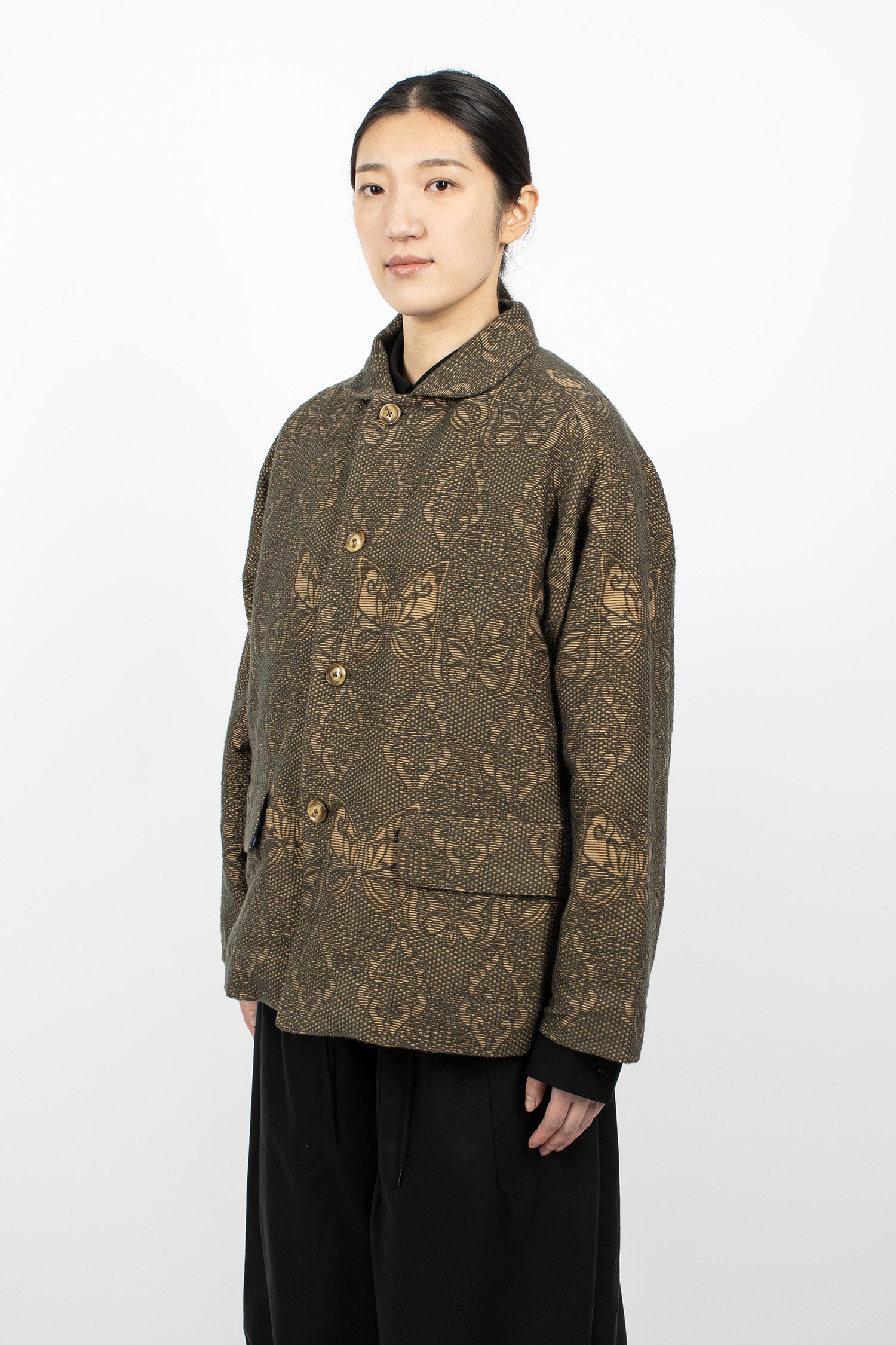 Stand Collar Jacket Papillon Jacquard