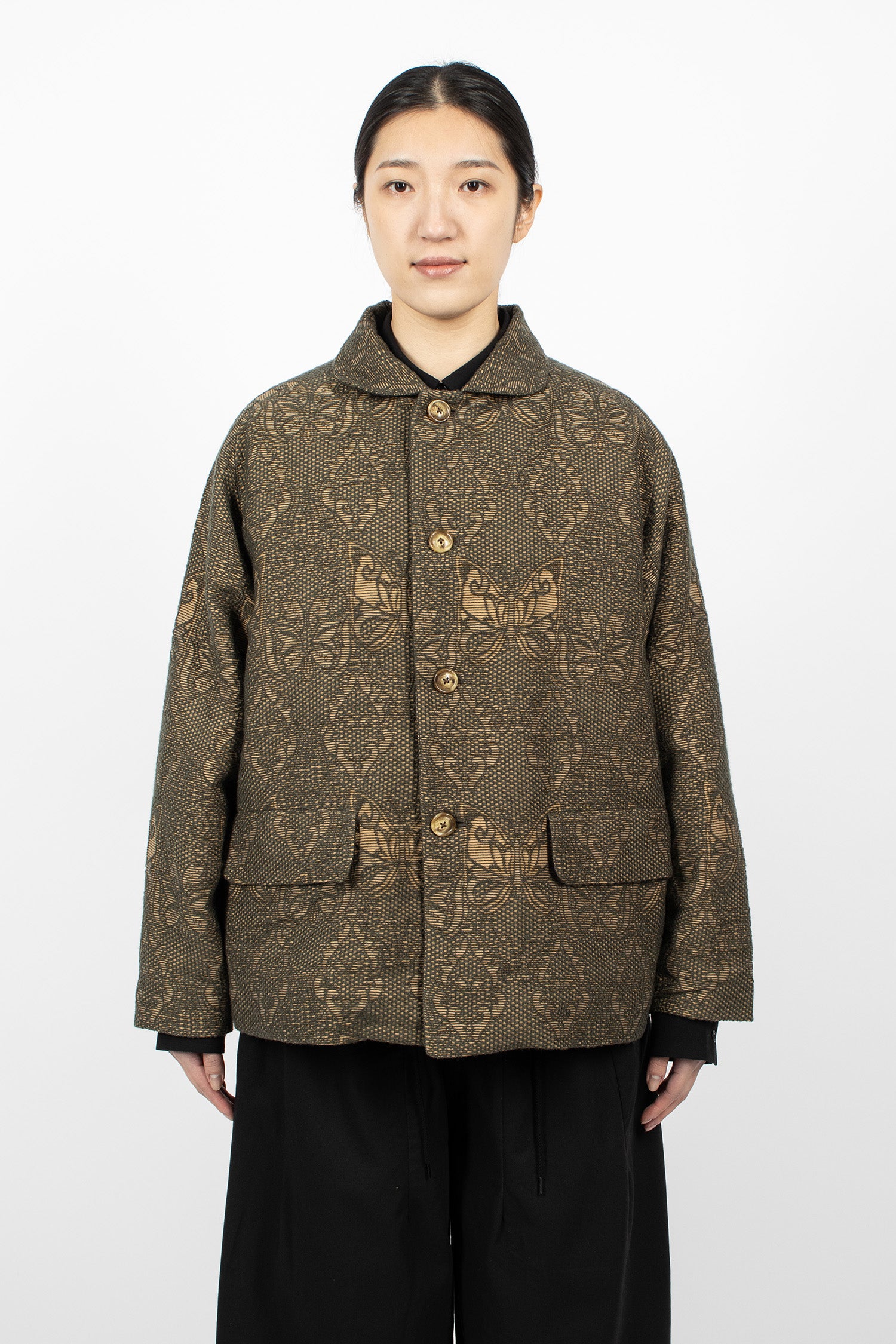 Stand Collar Jacket Papillon Jacquard