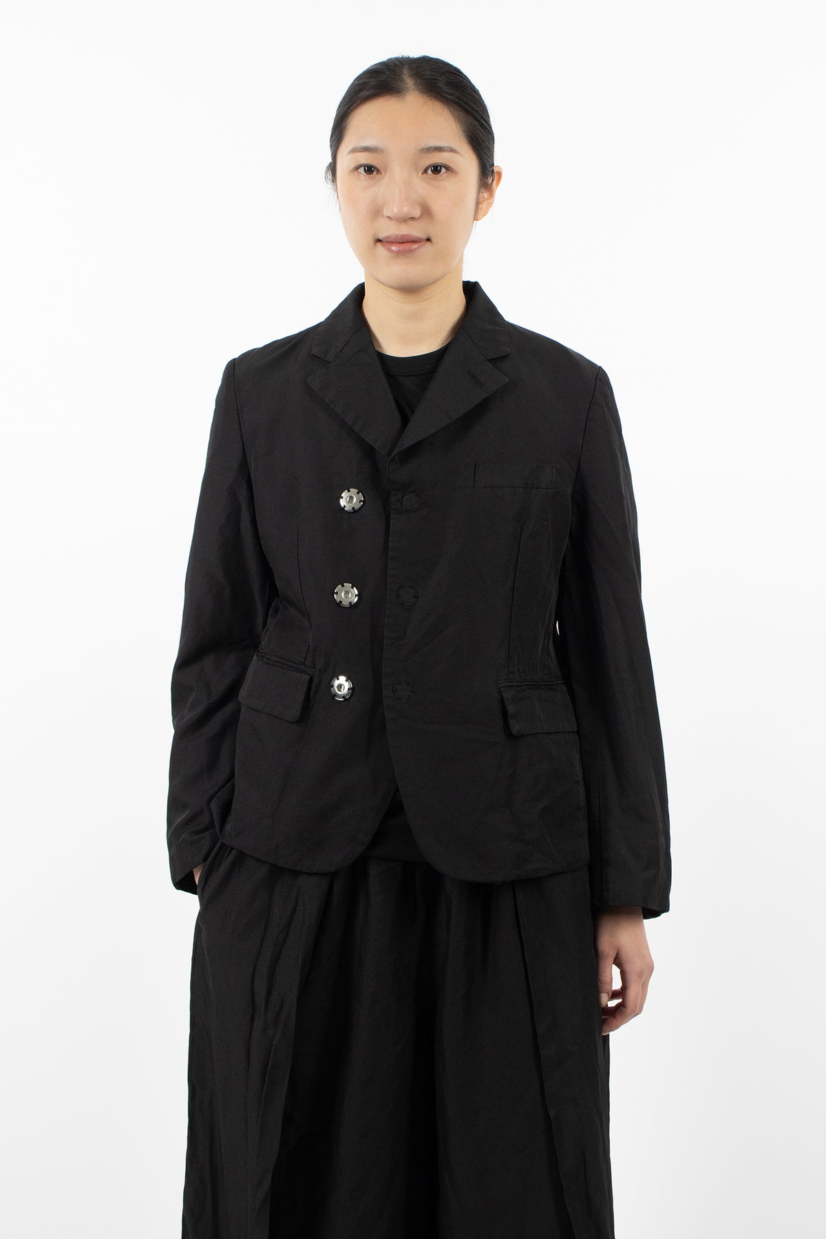 Stud Button Blazer Jacket Black