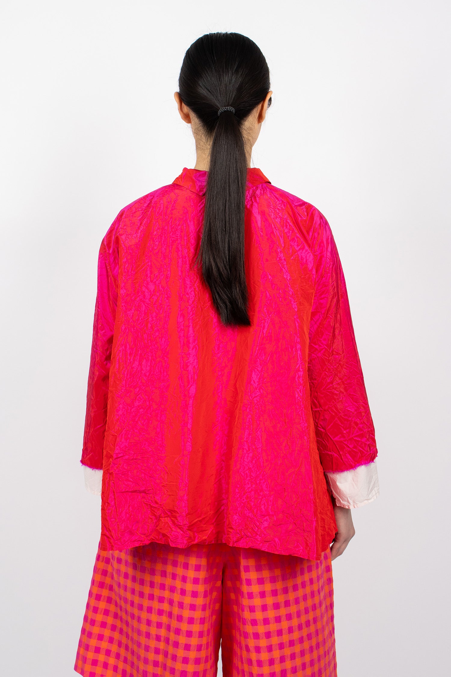 Washed Silk Jacket Fuchsia Red