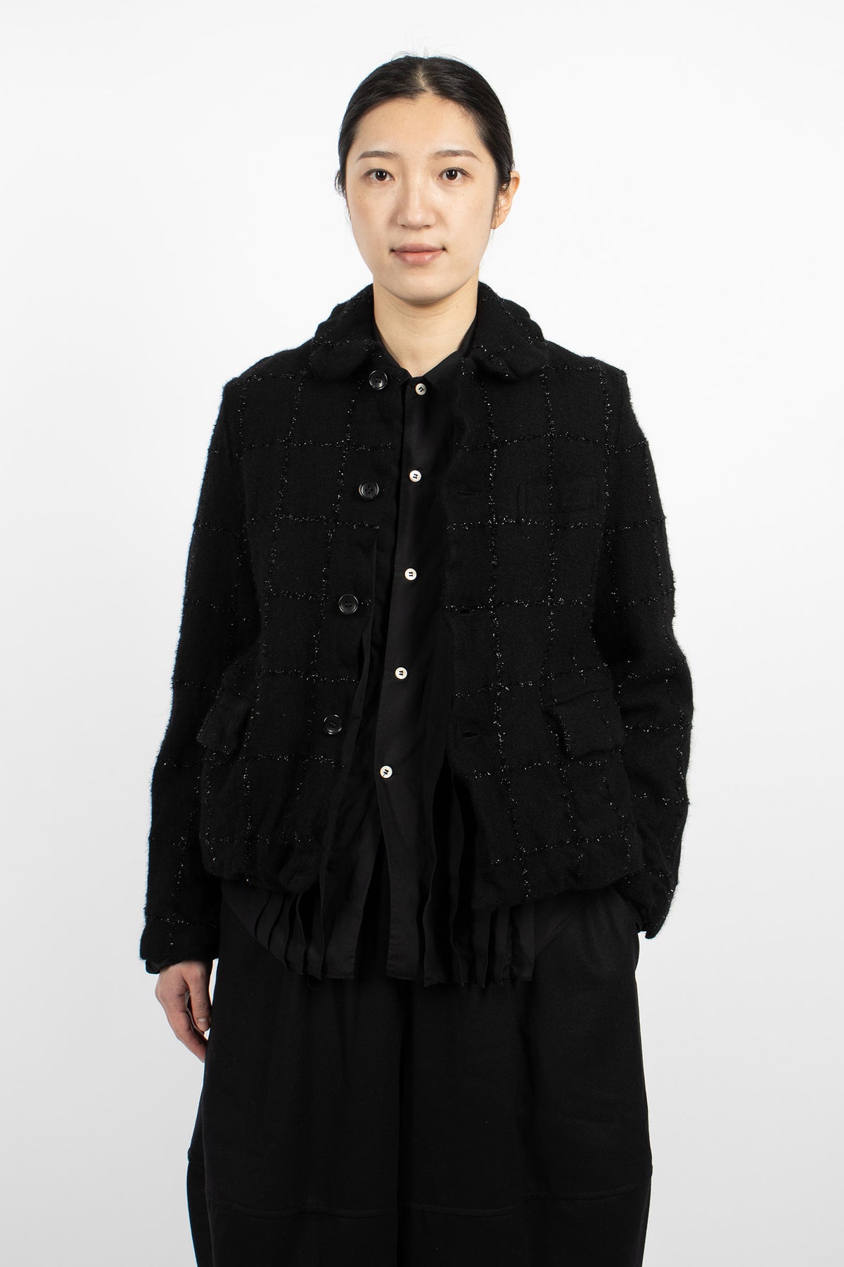 Tinsel Check Wool Jacket Black