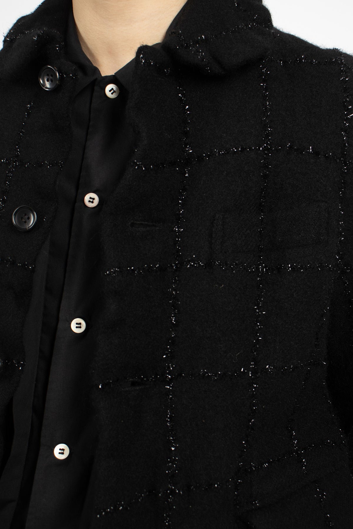 Tinsel Check Wool Jacket Black