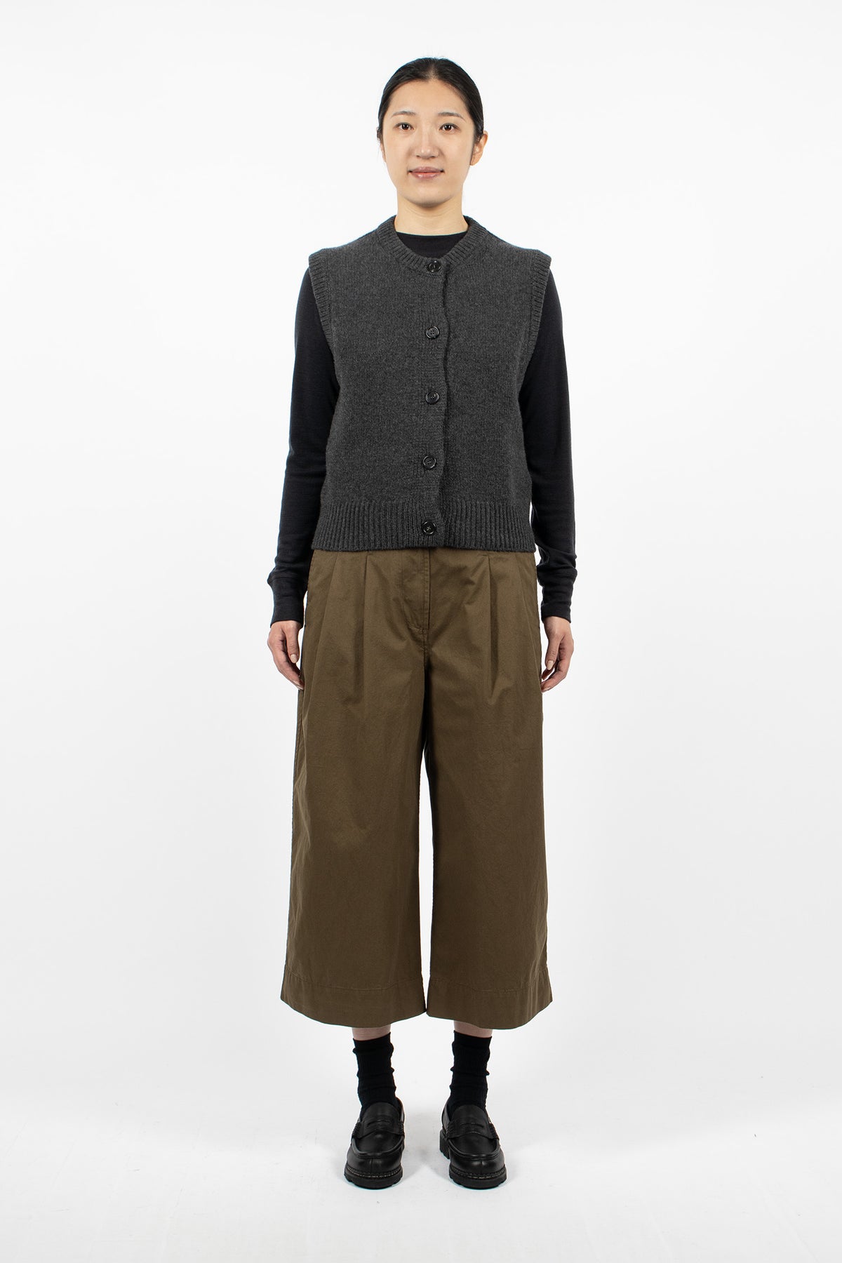 Pleated Culottes Khaki