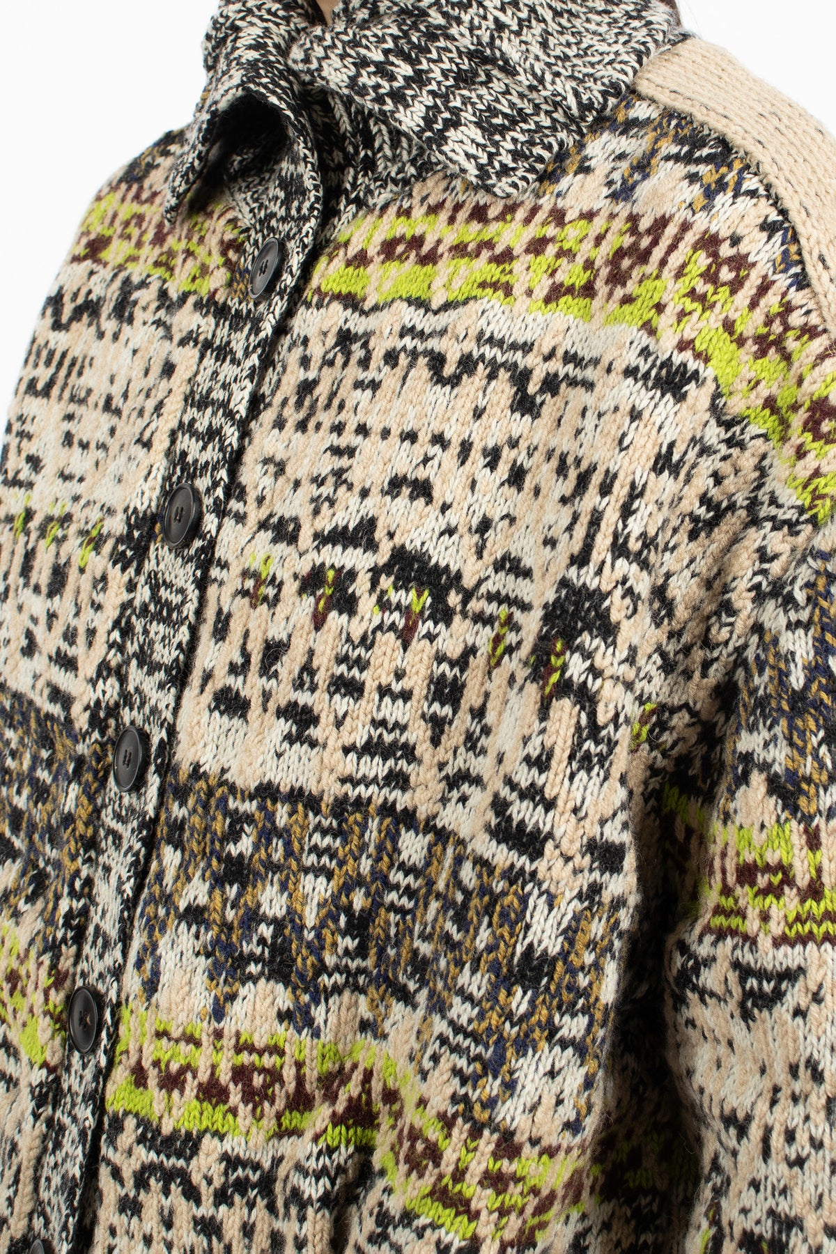 Jacquard Wool Cardigan Black
