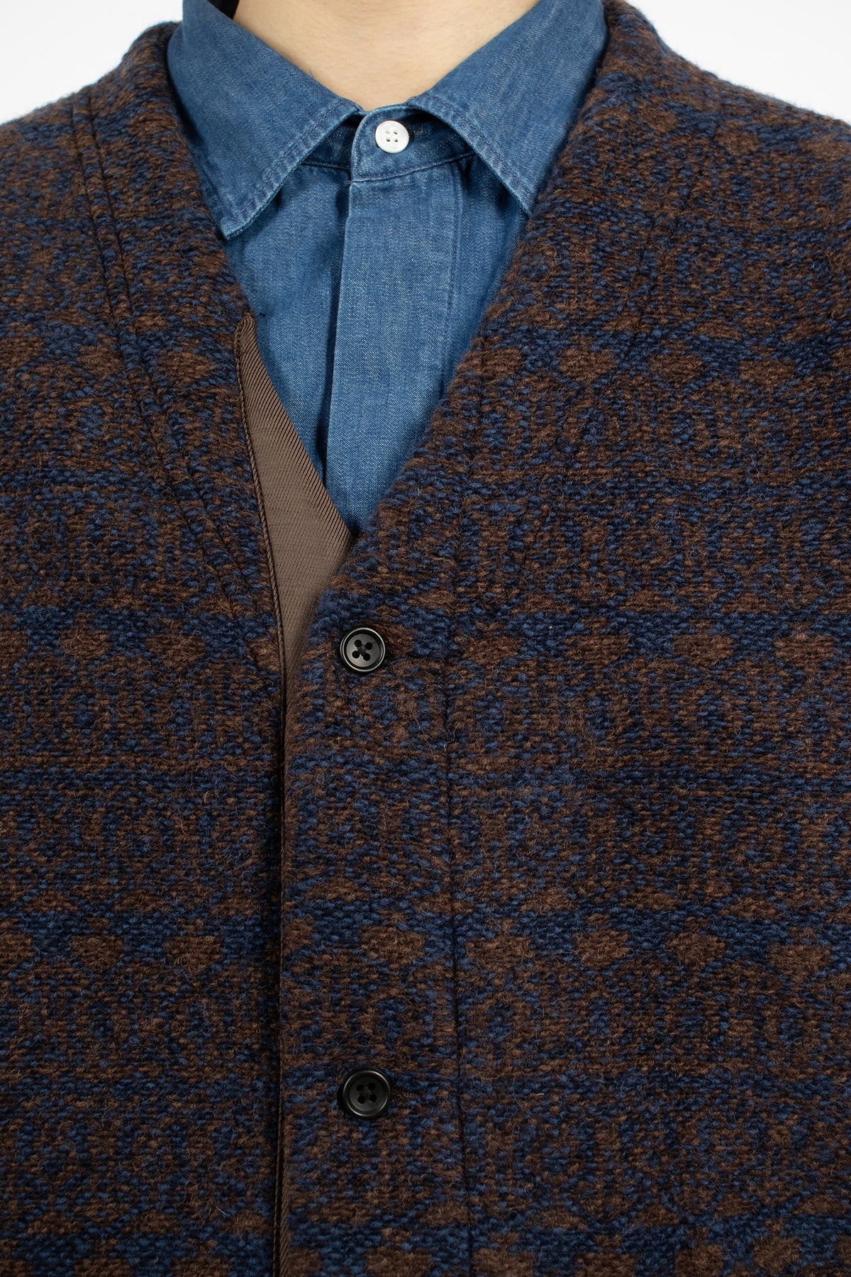 Knit Cardigan Brown/Navy