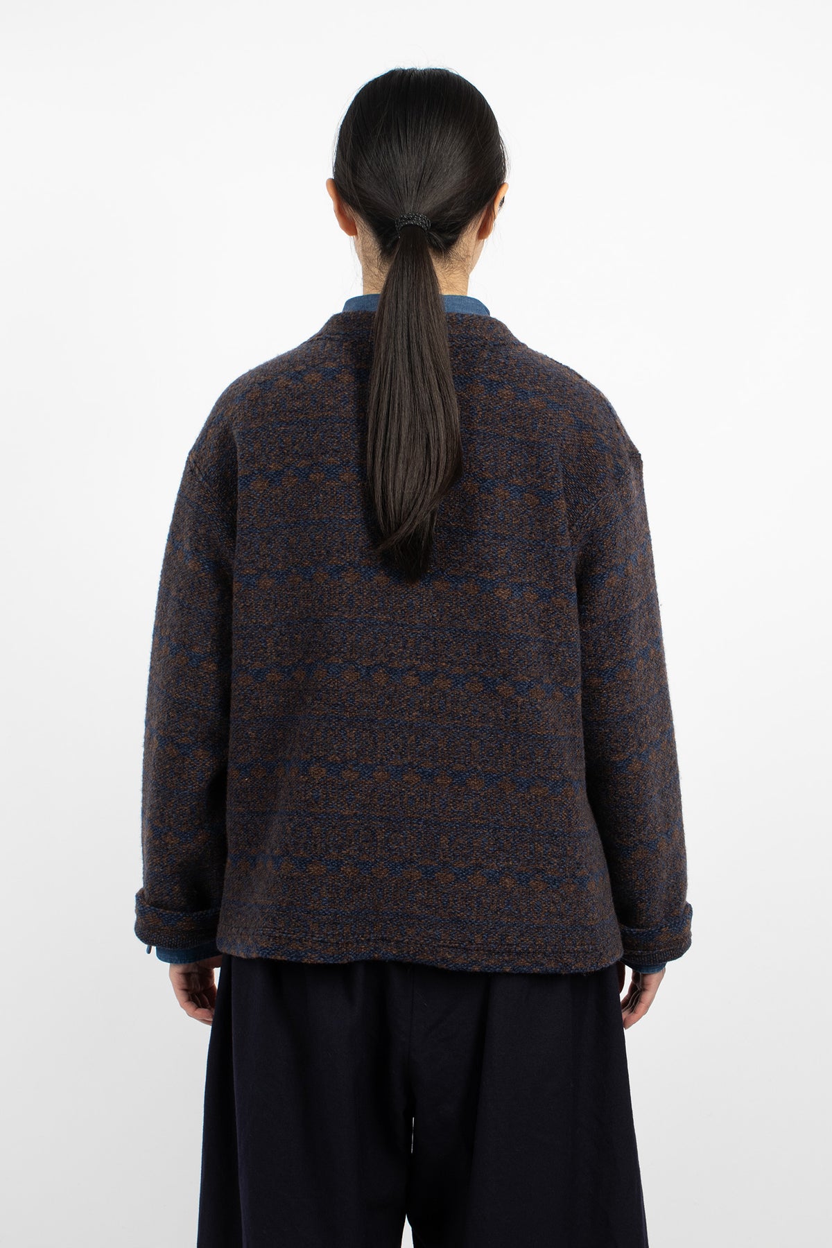 Knit Cardigan Brown/Navy