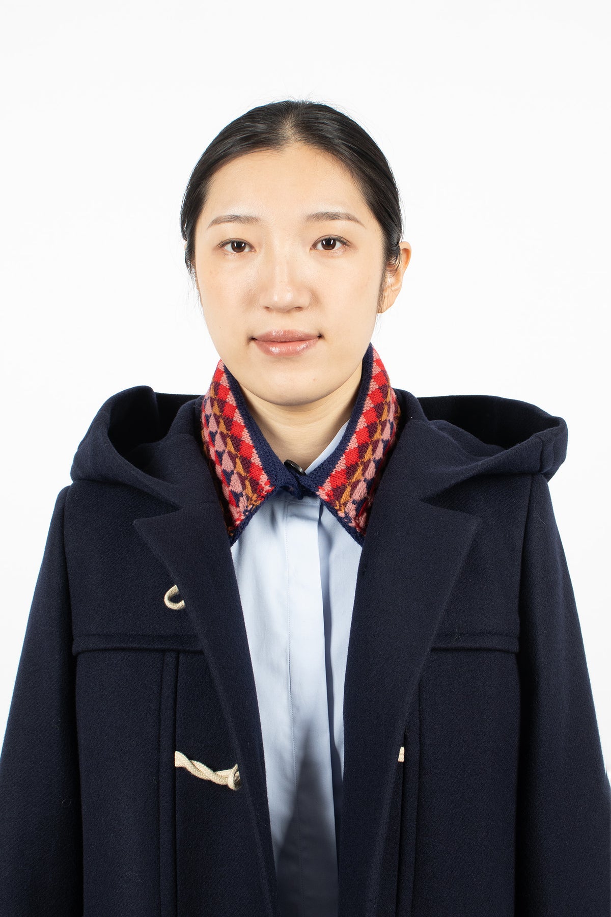 Jacquard Wool Collar Navy