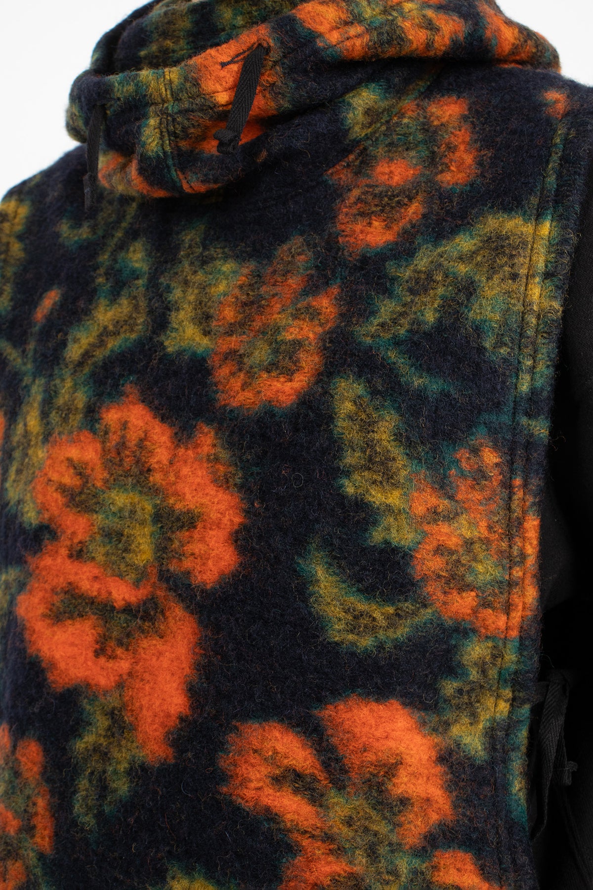 Hooded Interliner Navy/Orange Floral Jacquard