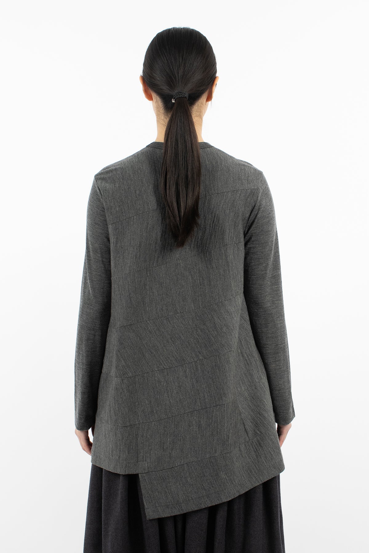 Diagonal Seam L/S Wool T-Shirt Medium Grey