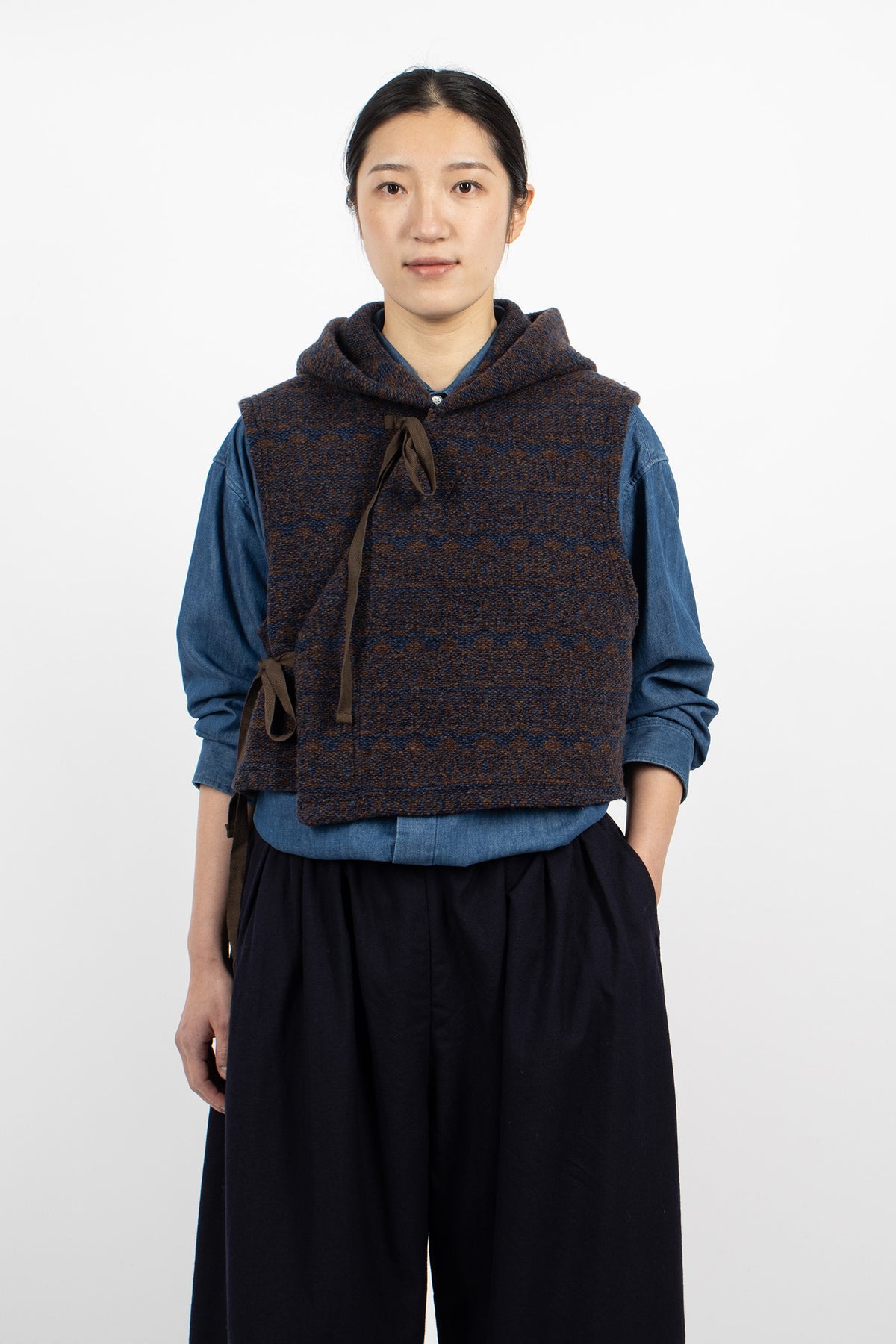 Knit Vest Brown/Navy