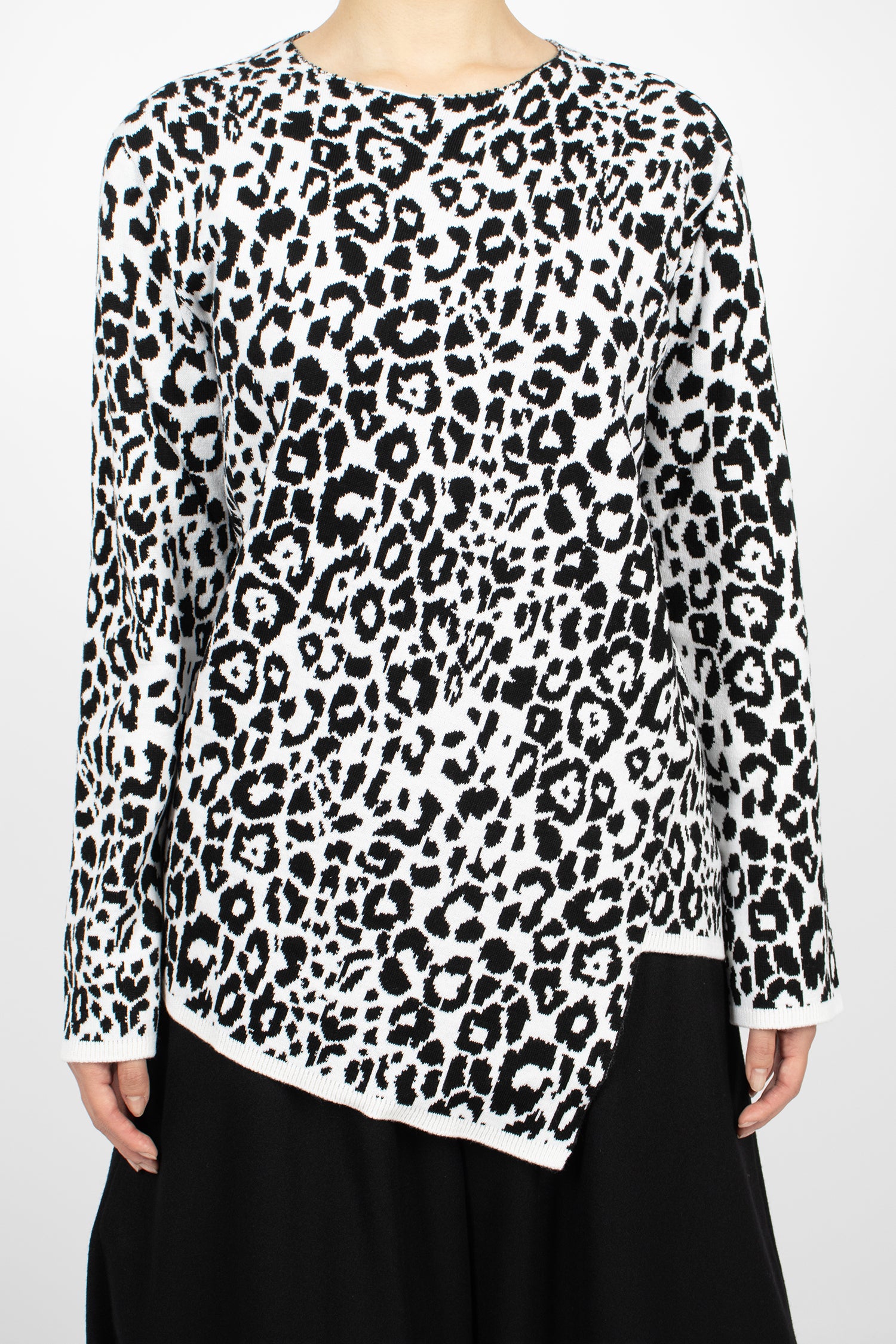 Leopard Knit Sweater White/Black