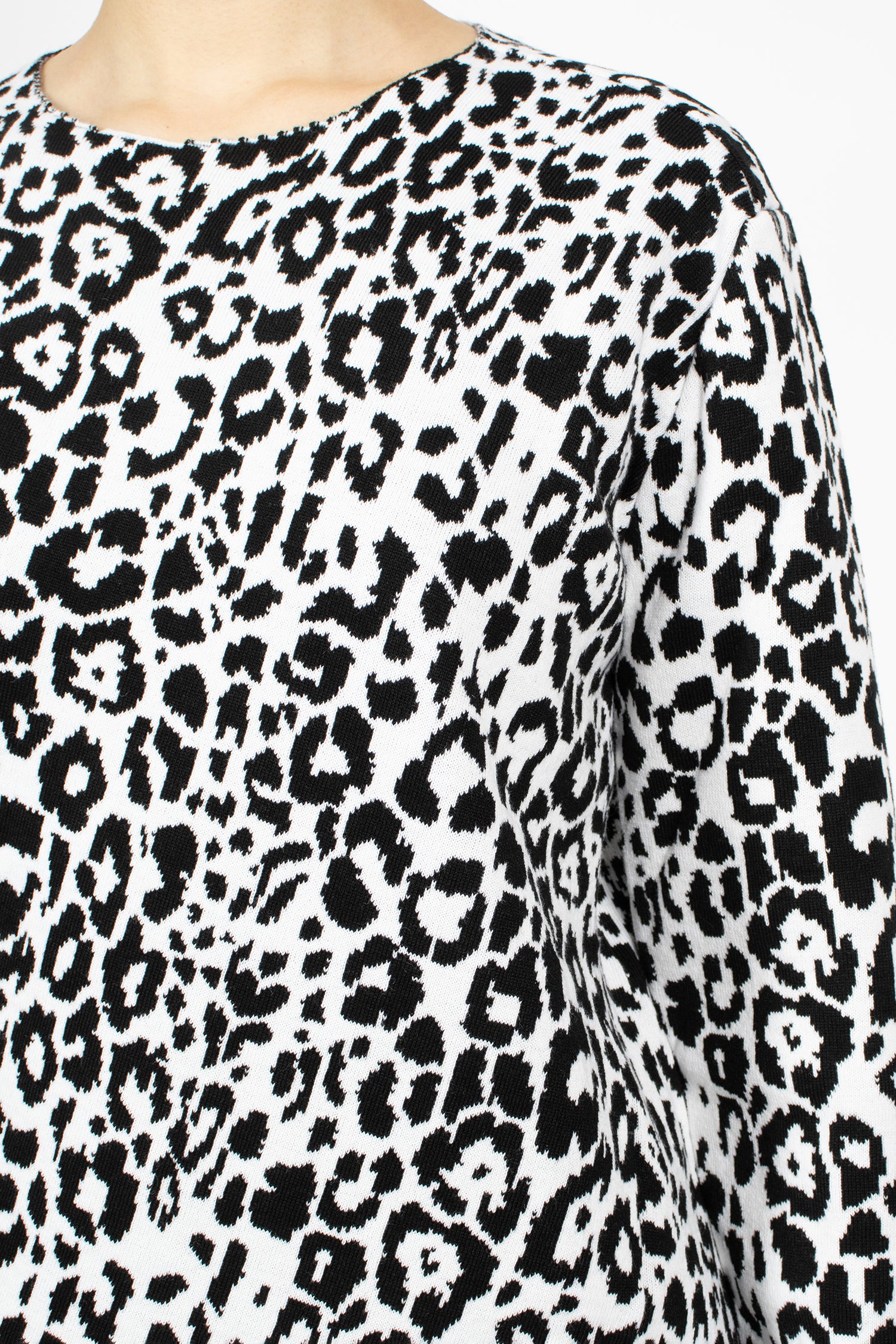 Leopard Knit Sweater White/Black