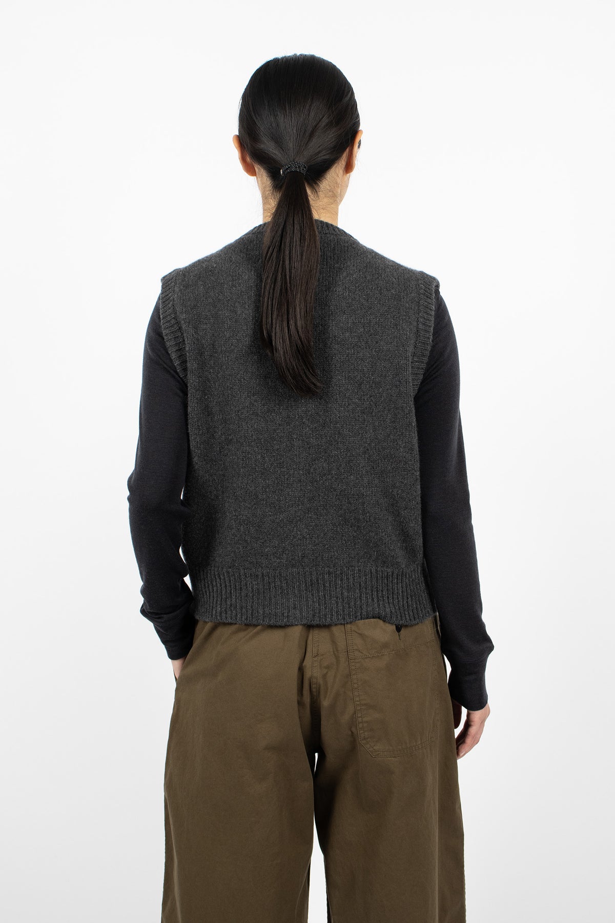 Knitted Cashmere Merino Gilet Charcoal