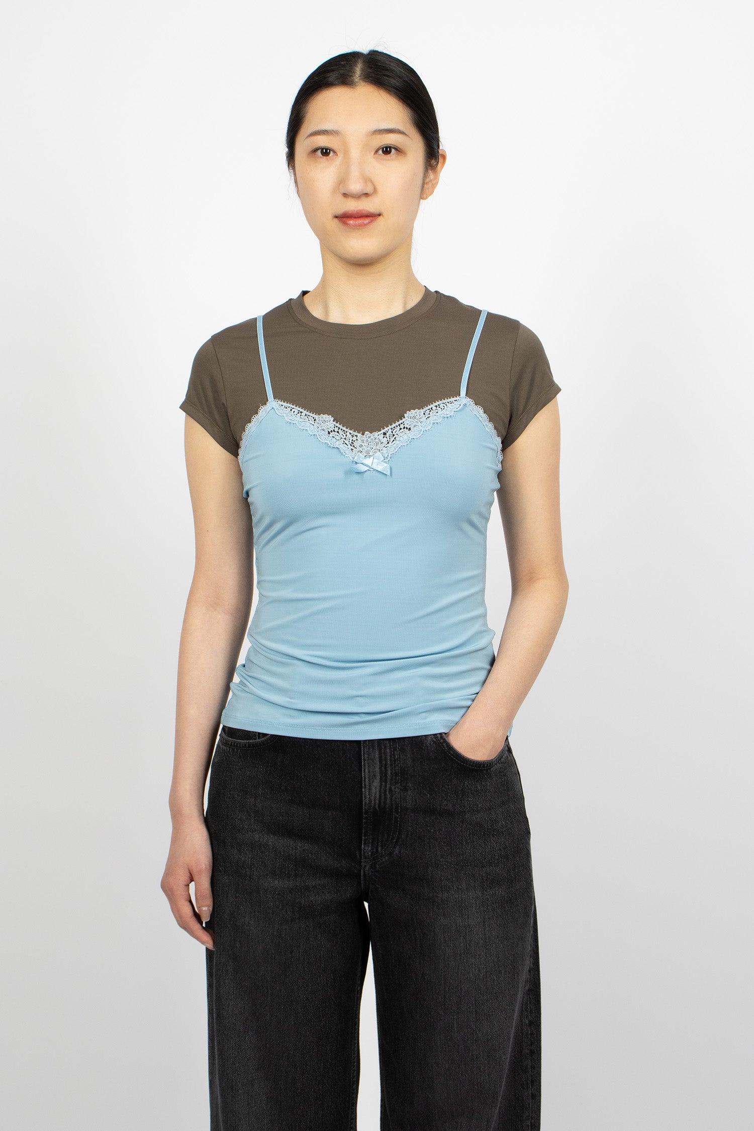 Fitted Jersey T-Shirt Grey/Blue