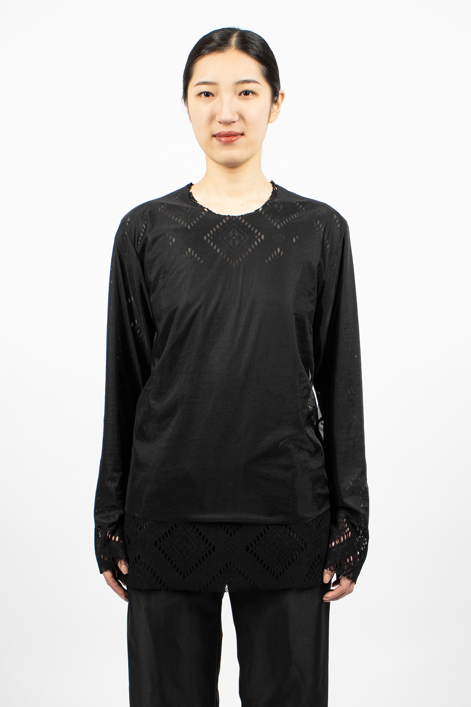 Lace Layered LS T-Shirt Black