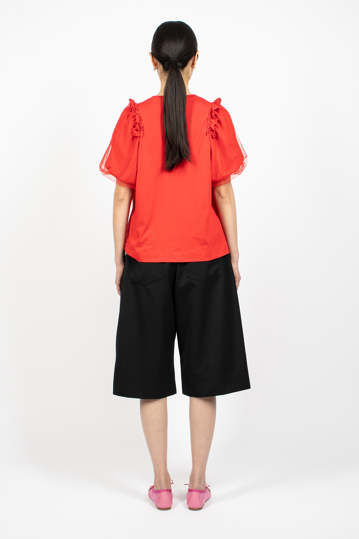 Wide Leg Long Shorts Black