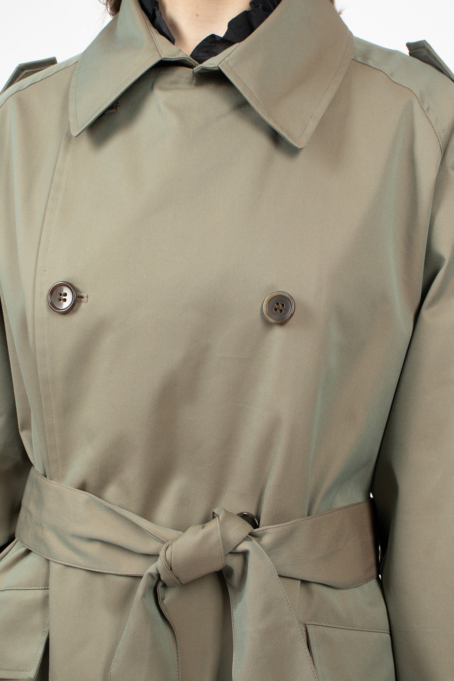 Raglan Sleeve Trench Maxi Coat Olive