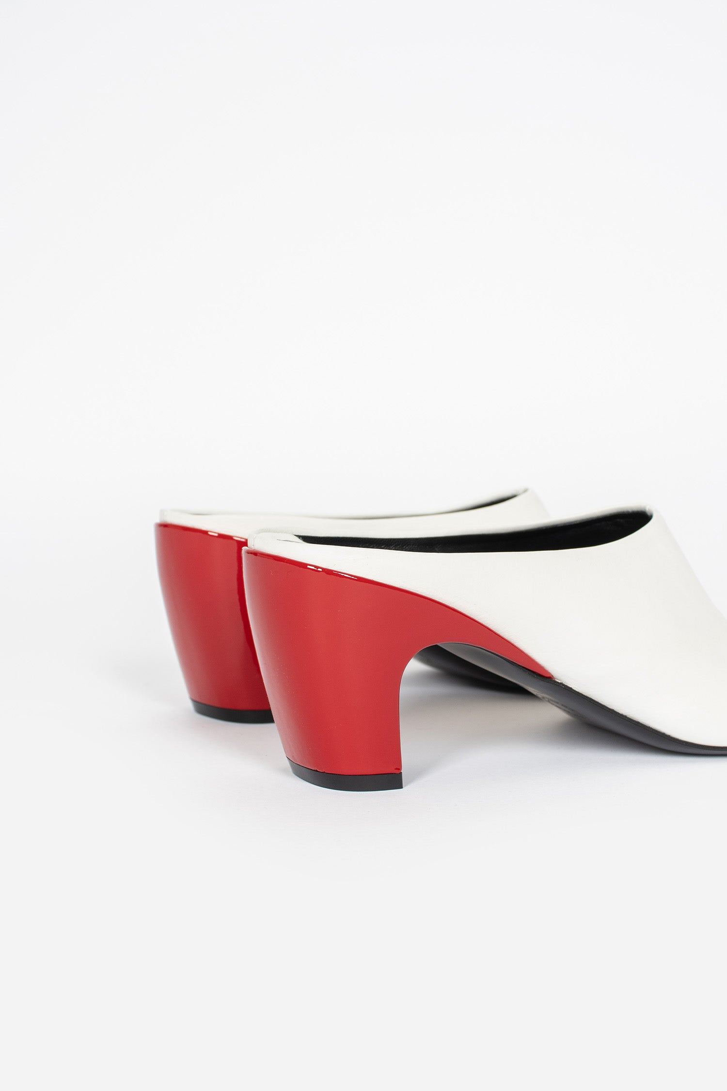 Leather Heeled Mules White