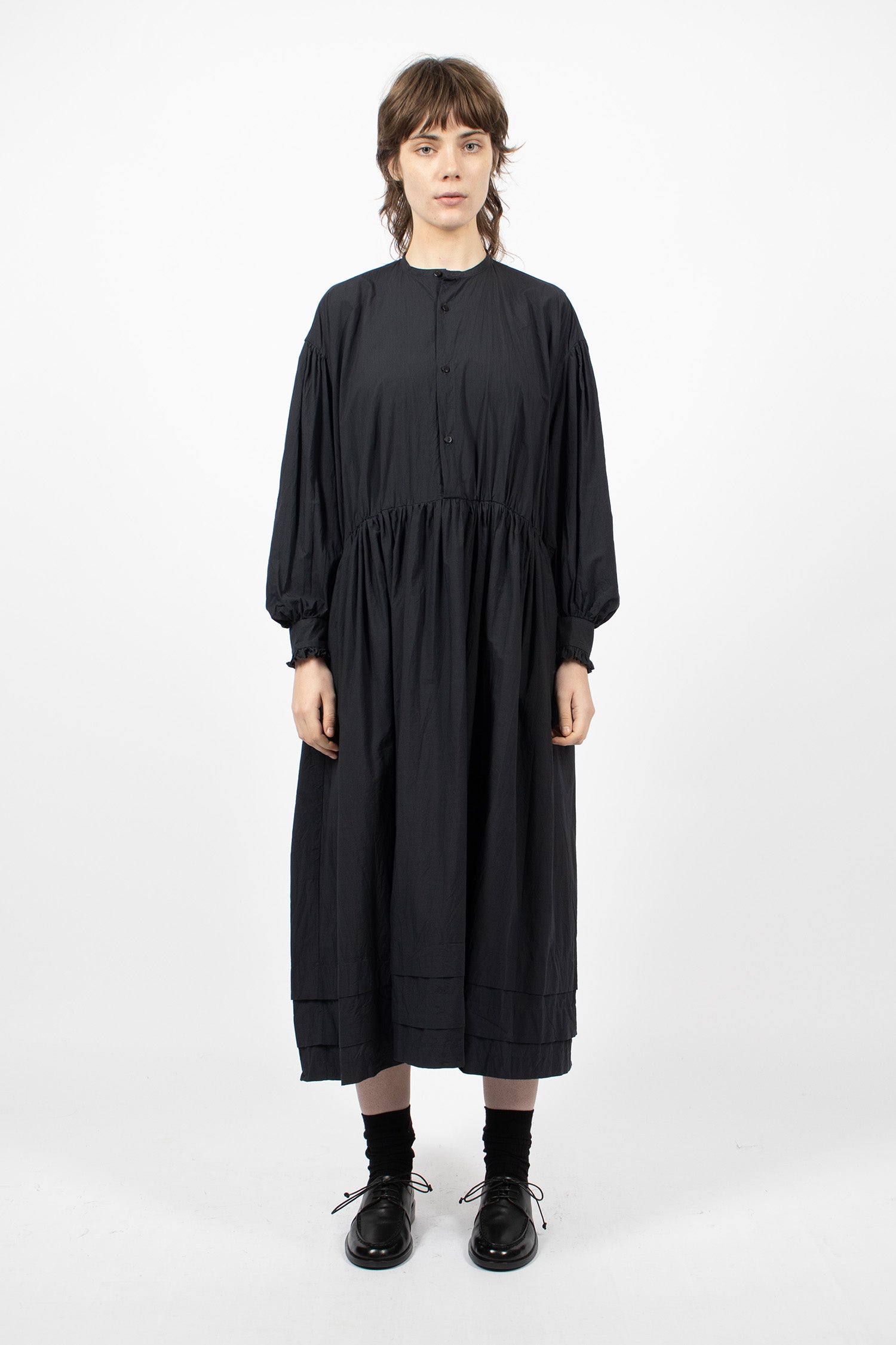 Classic Gathered Dress Black Navy