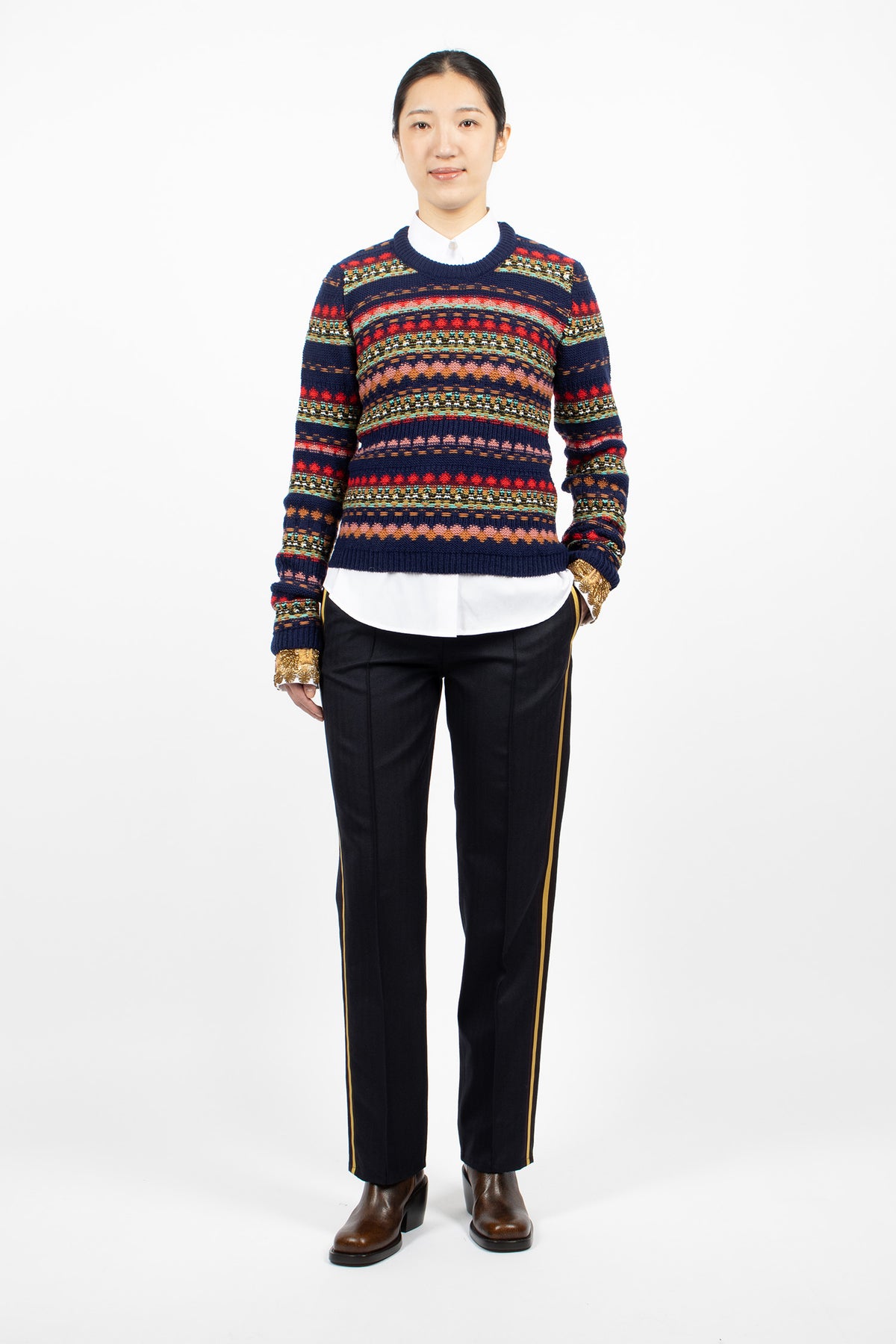 Slim Leg Wool Pants Navy